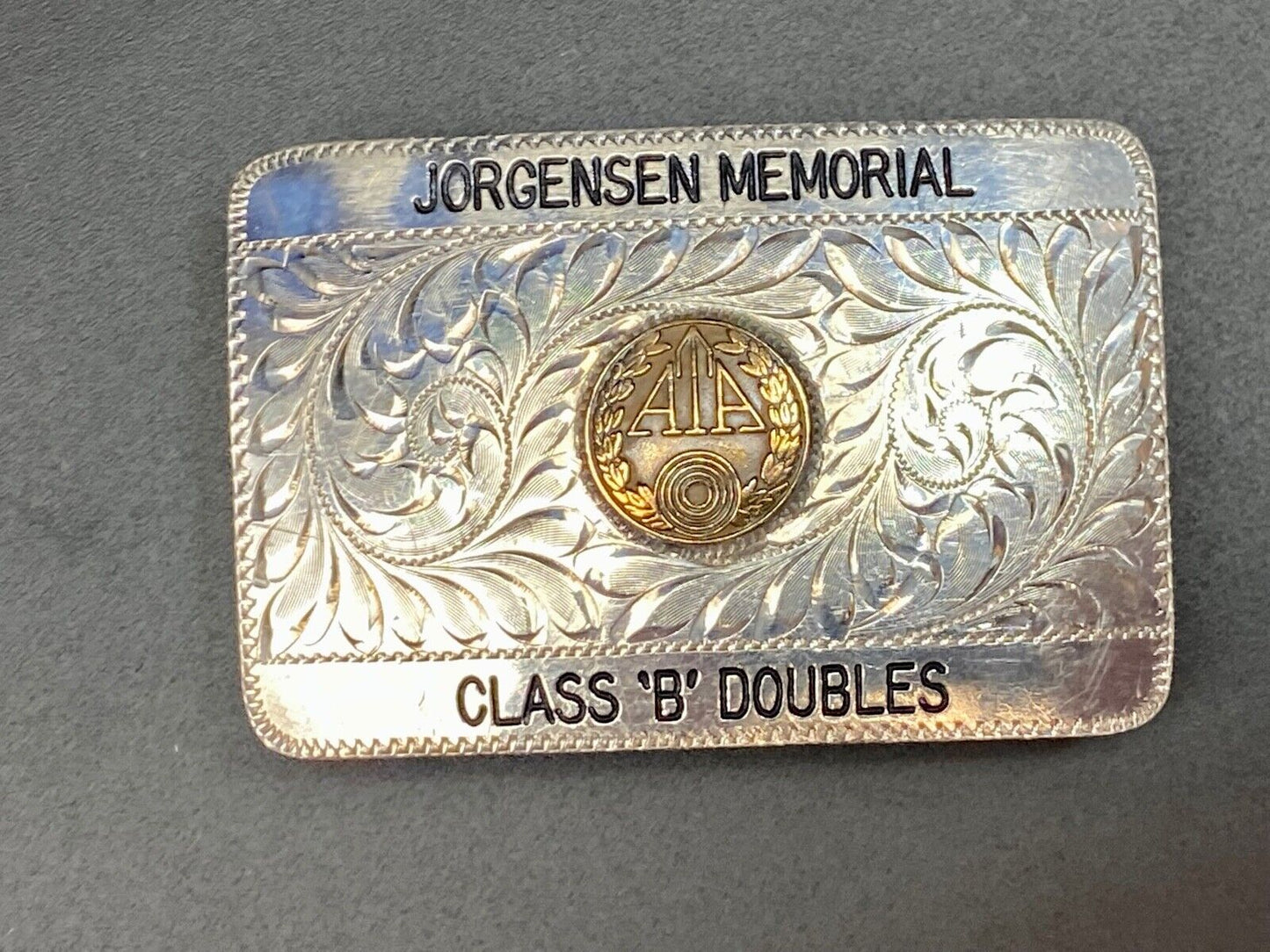 Ata Class B Doubles Trapshooting Award Trophy Sterling Belt Buckle By Hake