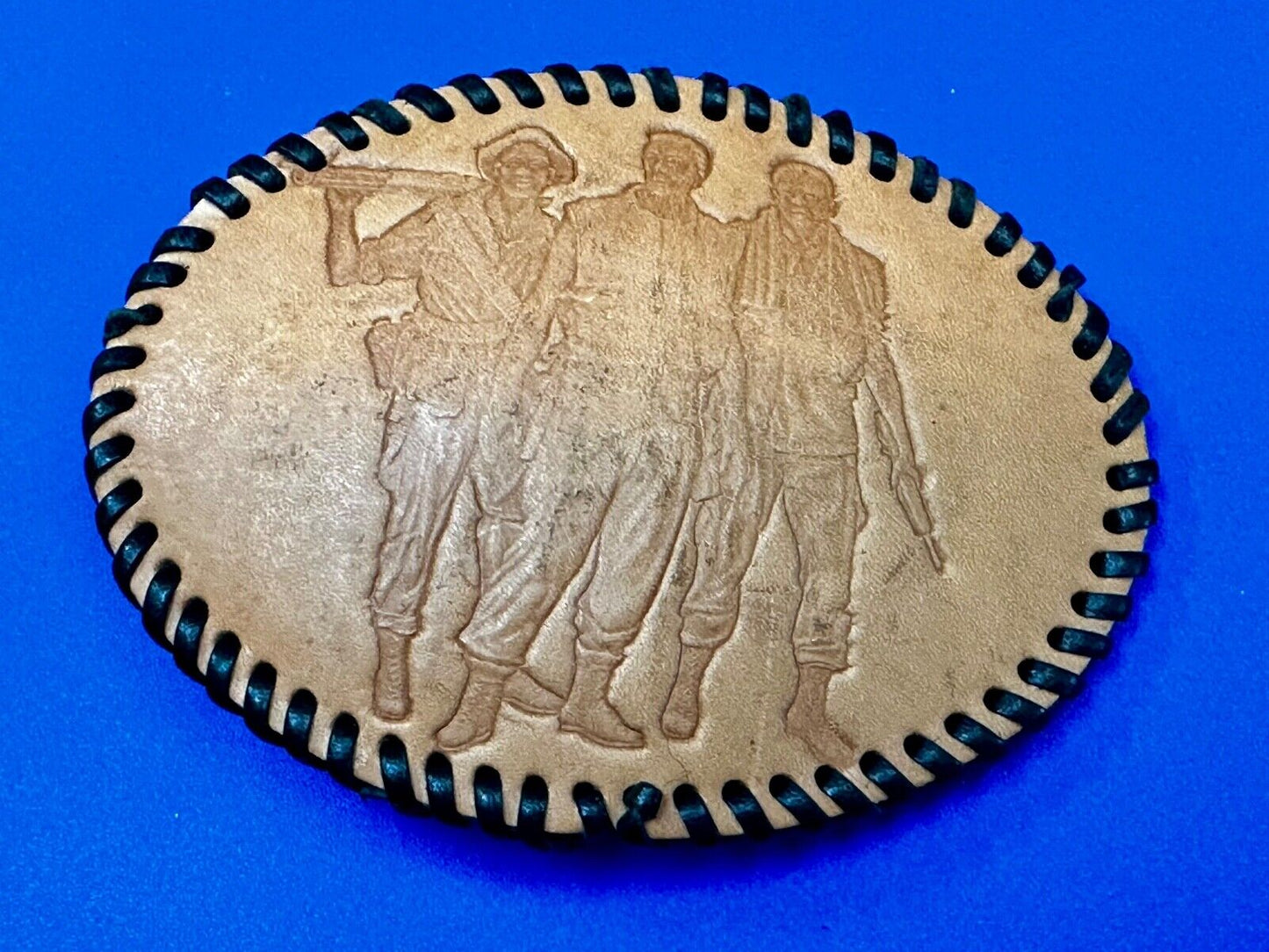 Three Soldiers Statue Vietnam War Memorial Leather Washington DC Belt Buckle