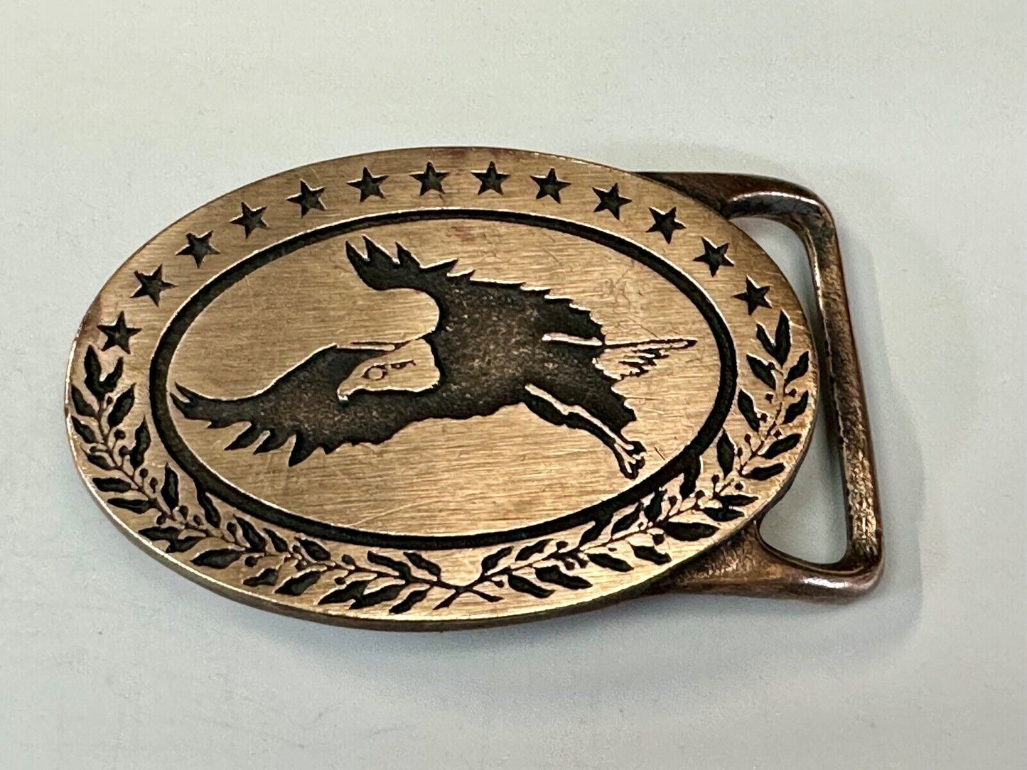 BALD EAGLE - vintage Tech Ether Guild Hippy style solid brass belt buckle