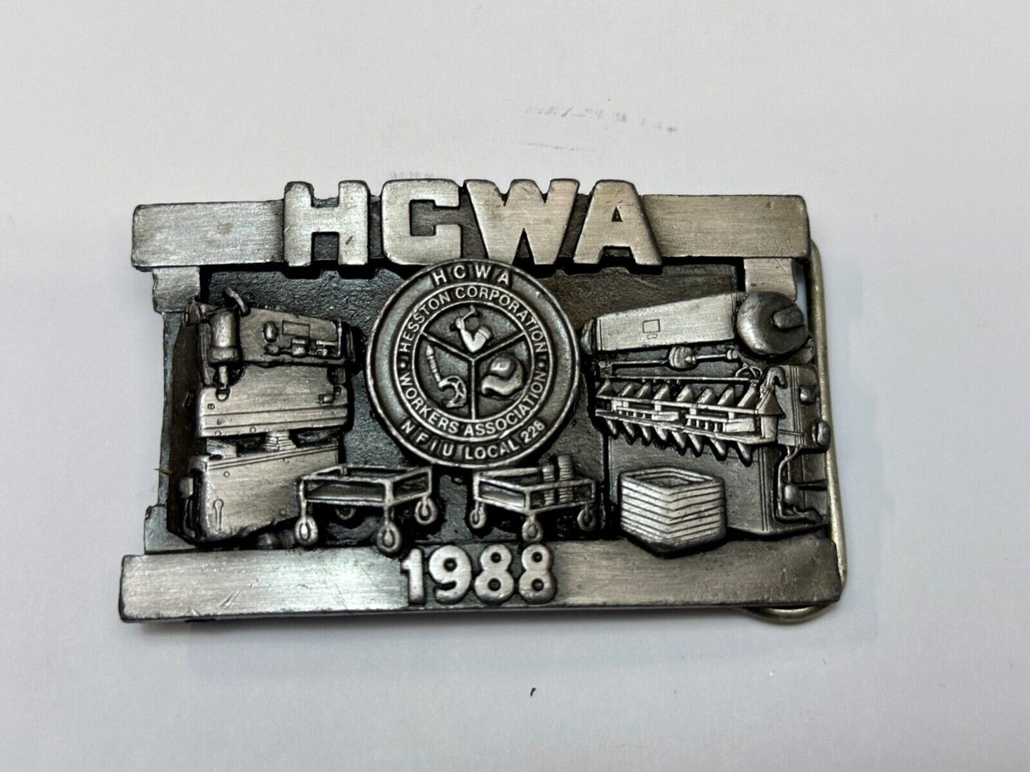 1988 HWCA 8th Hesston Fabrication Corp workers assn LIMITED belt buckle