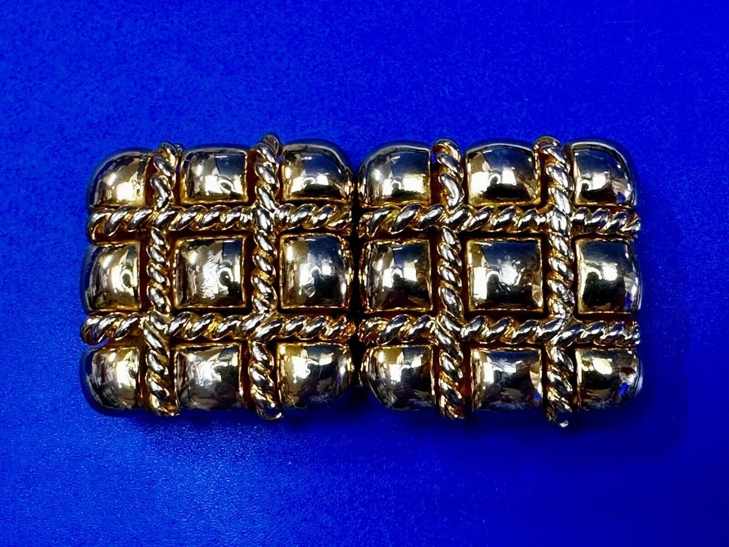 Tic Tax Toe Square Two Piece Interlocking Gold Tone Vintage Paquette Belt Buckle
