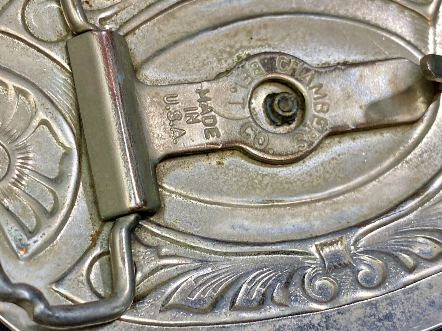 Vintage Cowboy Boots Centered On Western Belt Buckle By Chambers