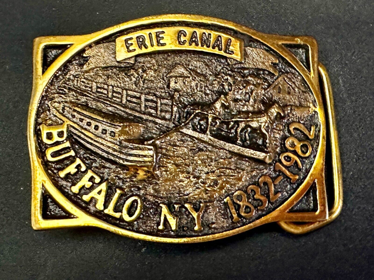 The Erie Canal Buffalo NY State Solid Brass Belt Buckle by Heritage Mint