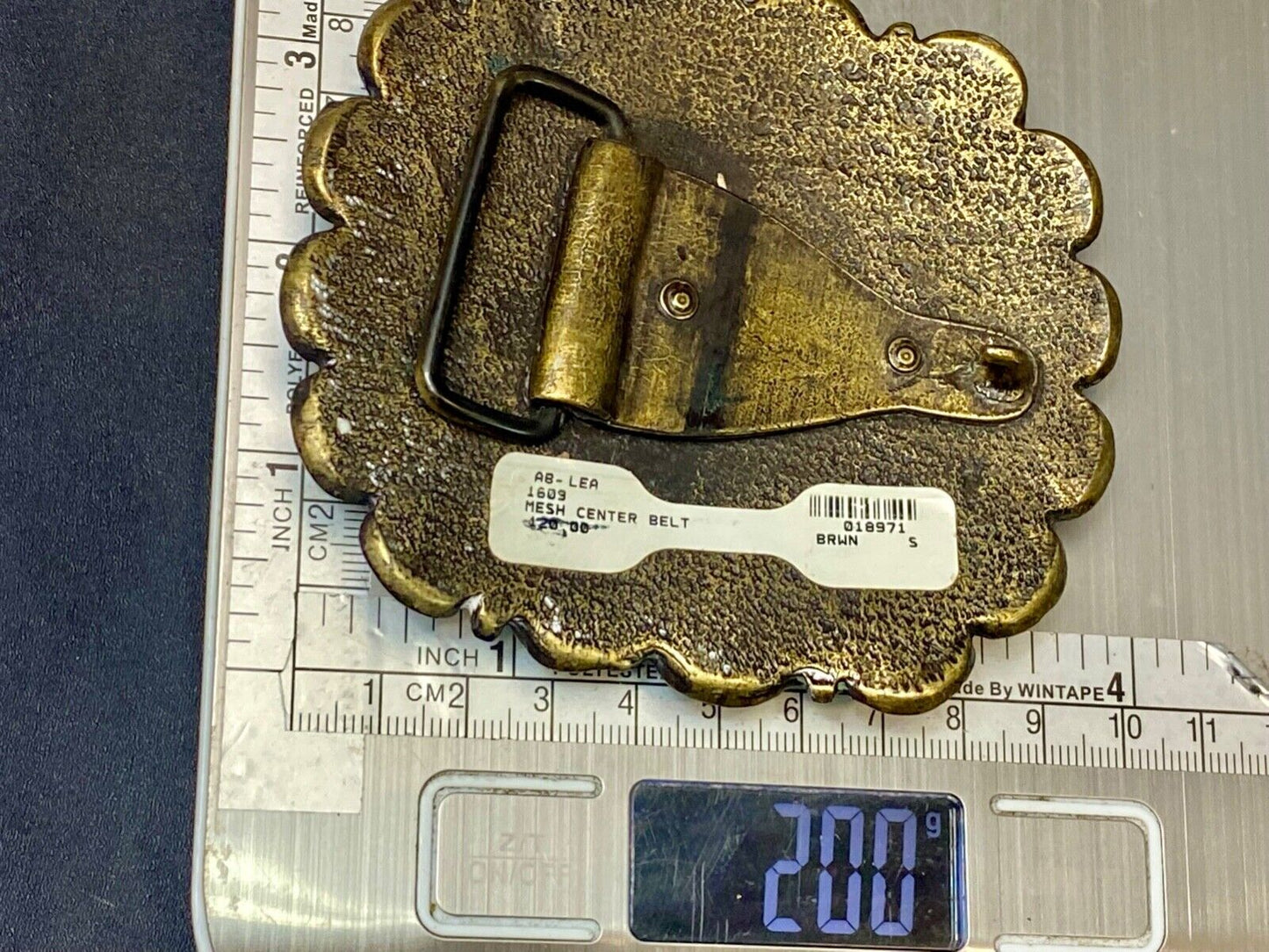 Beautiful leather & rhinestone accented Mesh center India inspired belt buckle