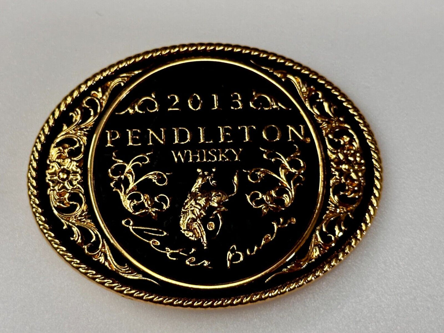 2013 Pendleton Whiskey Let'er Buck Rodeo Cowboy Montana Silversmiths Belt Buckle
