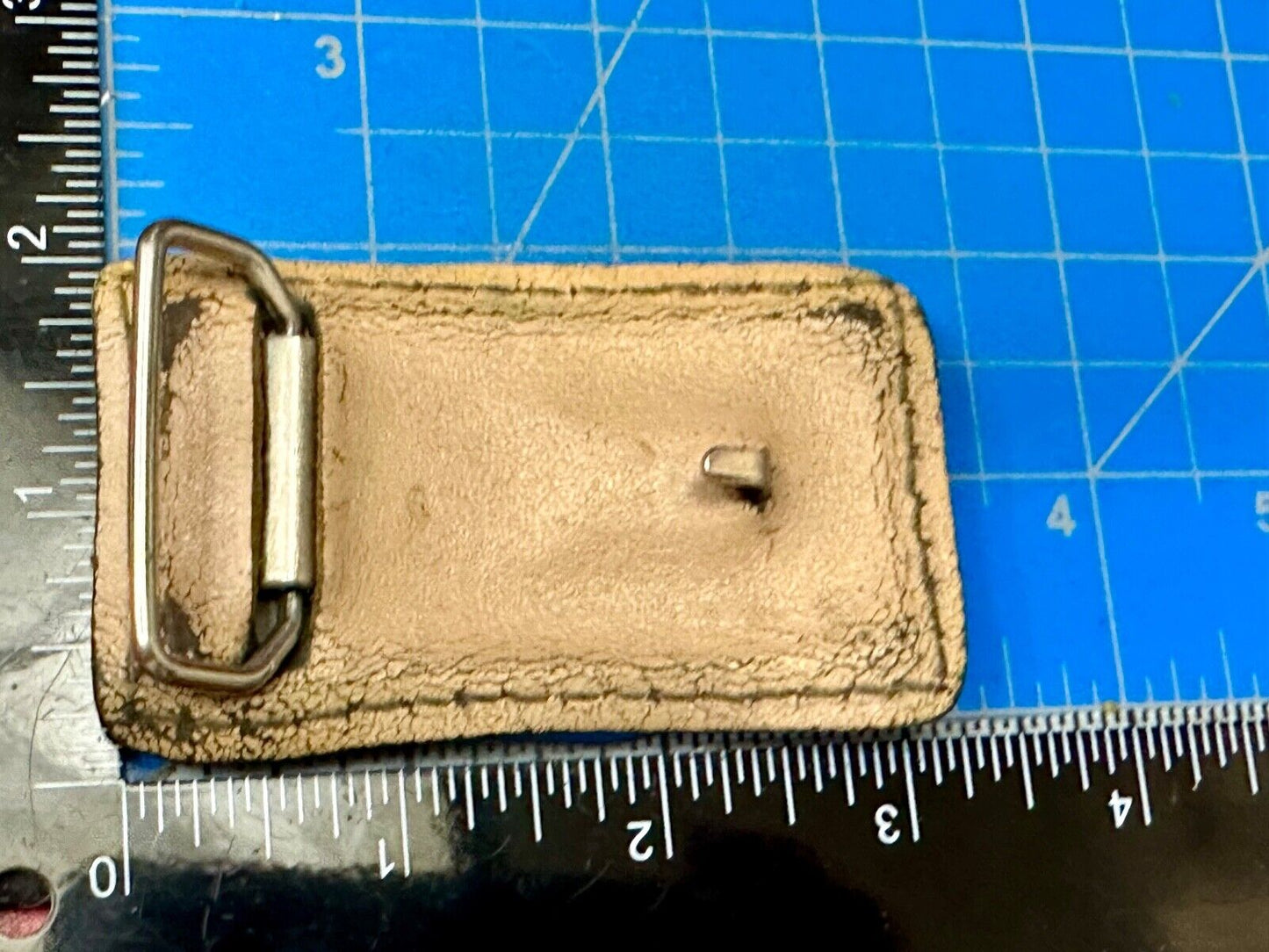 Vintage brown leather stitched Belt Buckle - to wear or restore