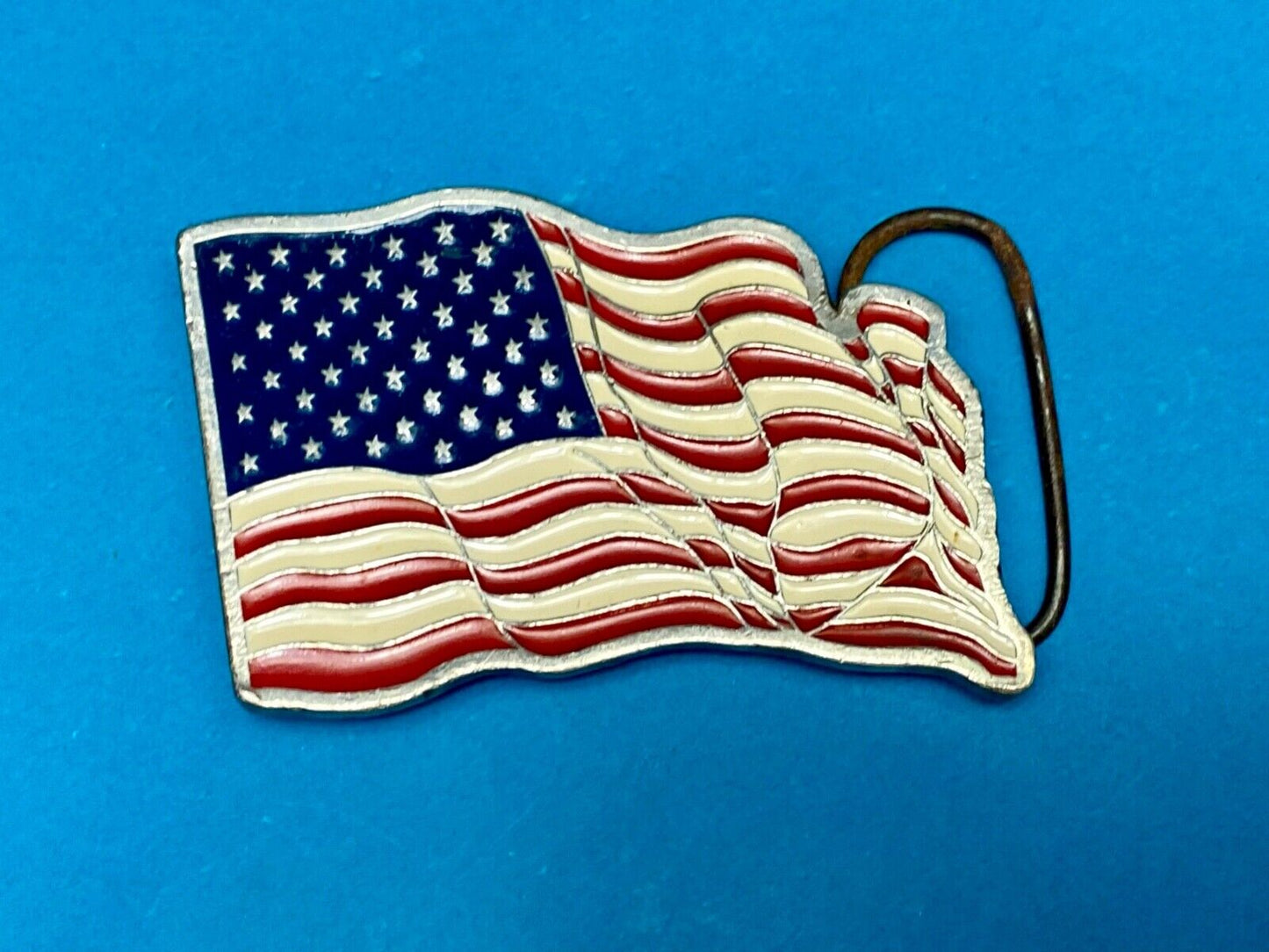Usa Patriotic American Flag Waving Free Vintage 1999 Bergamot Belt Buckle C-258