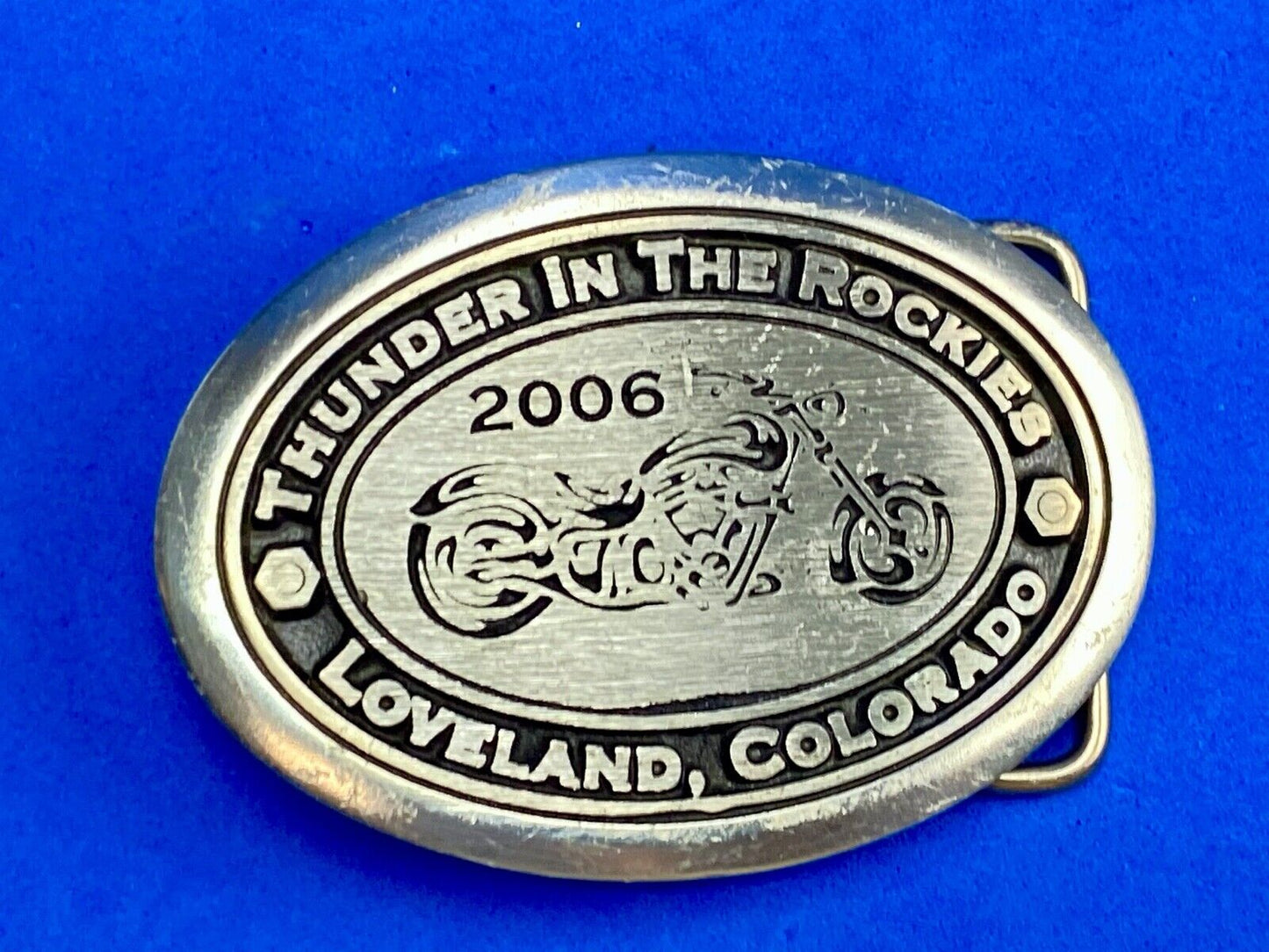 2006 Thunder in the Rockies belt buckle Colorado motorcycle bike rally RARE. #36