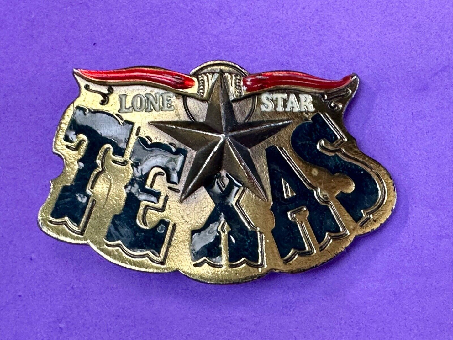 Texas - The Lone Star State - vintage 1980 Longhorn great American belt buckle