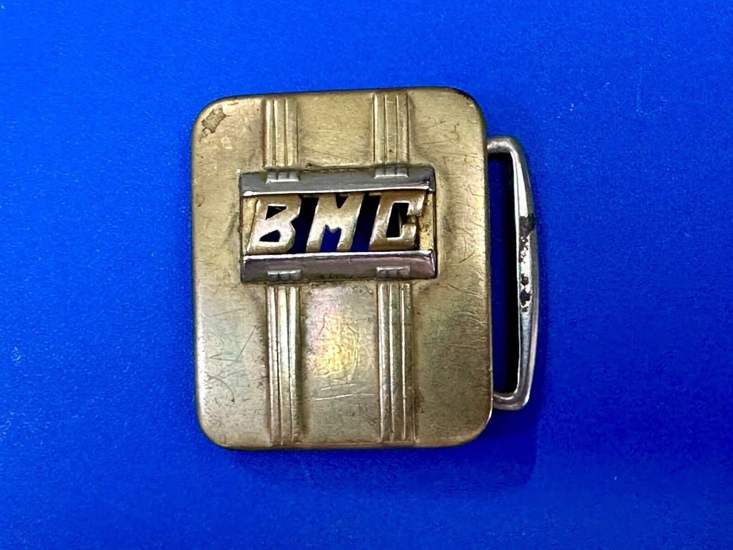 Vintage Art Deco Initials BMC belt buckle Deluxe Plate by Swank