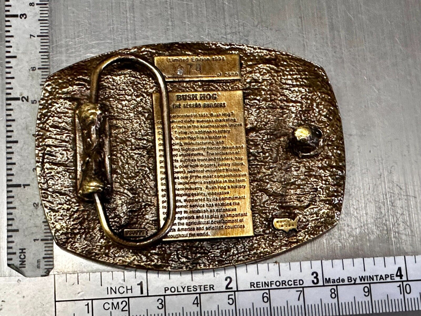1994 Bush Hog The Legend Agriculture Machine Co. Commemorative Belt Buckle