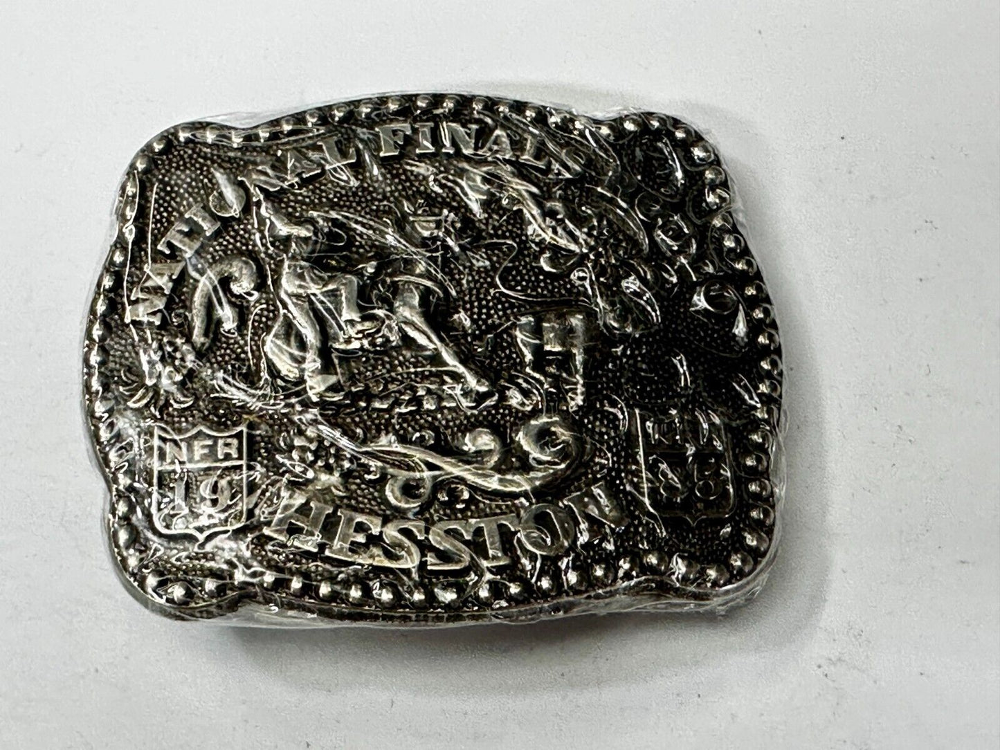 1985 Hesston National Finals Rodeo NFR Cowboys Youth Size NOS Belt Buckle