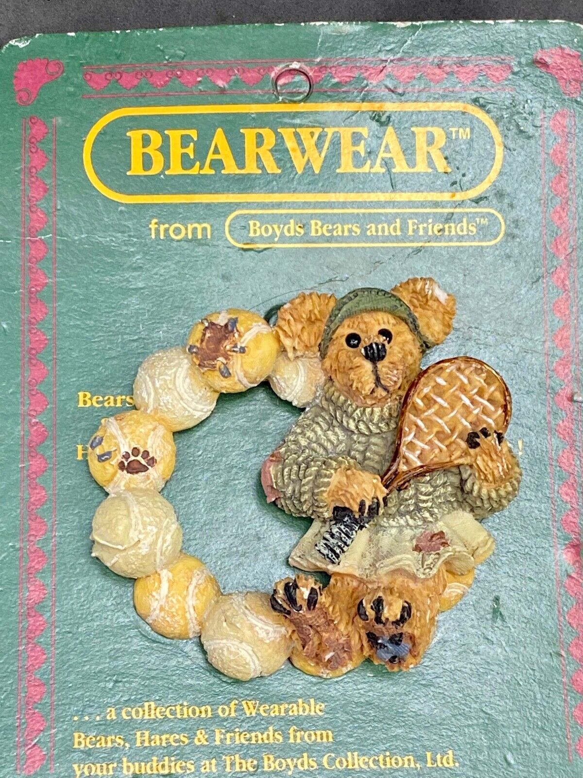 Tennis Racket Ball Game Boyds Bears & Friends Bearware Collection Pin / Brooch