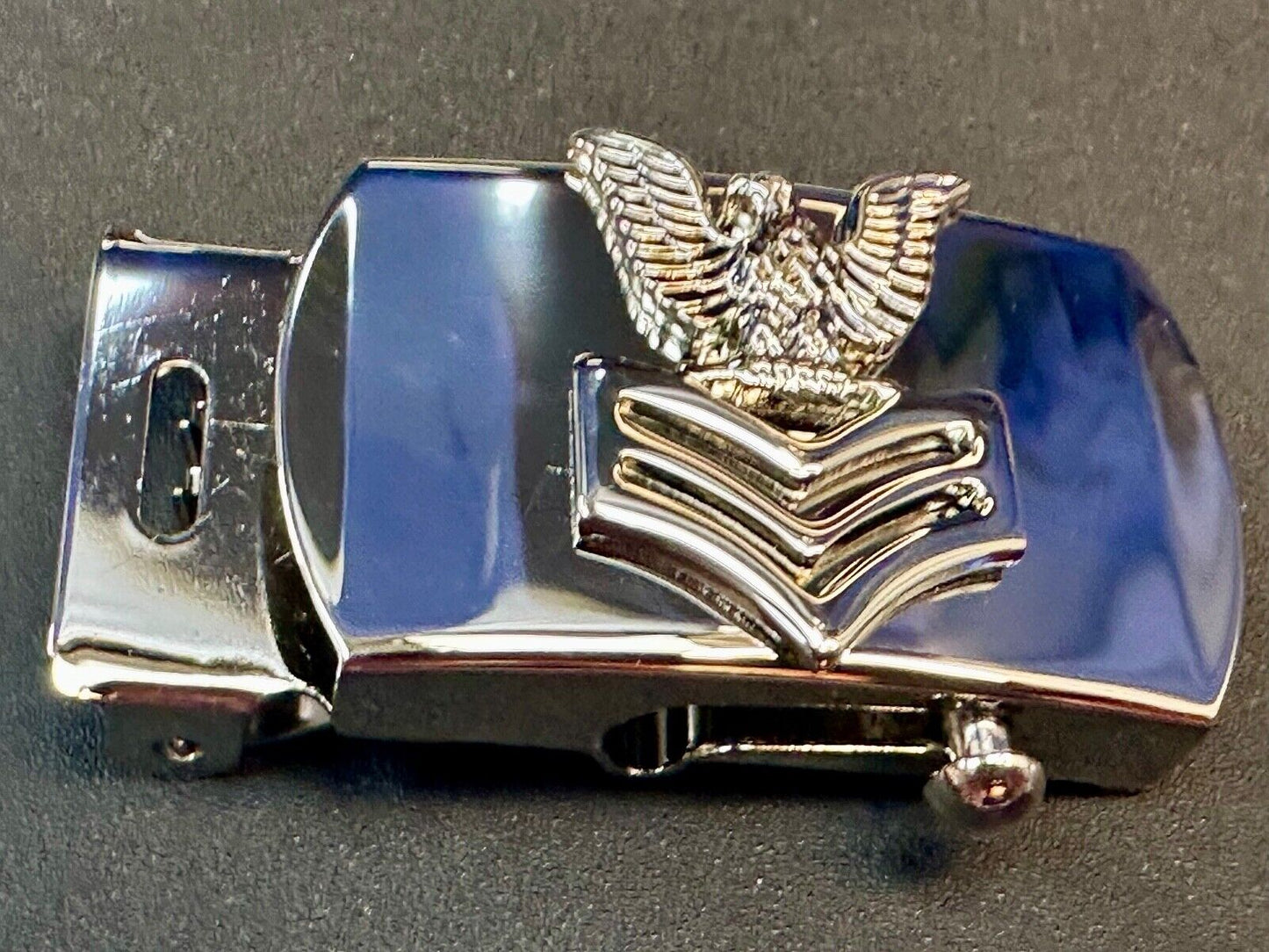 US Navy Petty Officer 1st Class Silver Brass Vanguard Belt Buckle USN Military