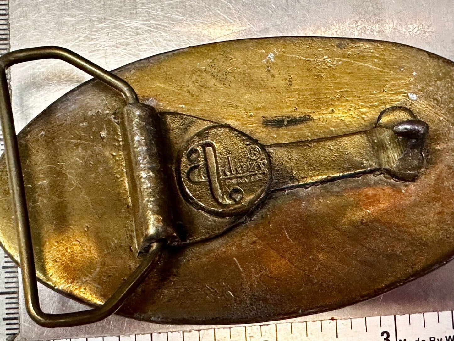 Vintage Deer in nature 1976 Adezy wide oval belt buckle