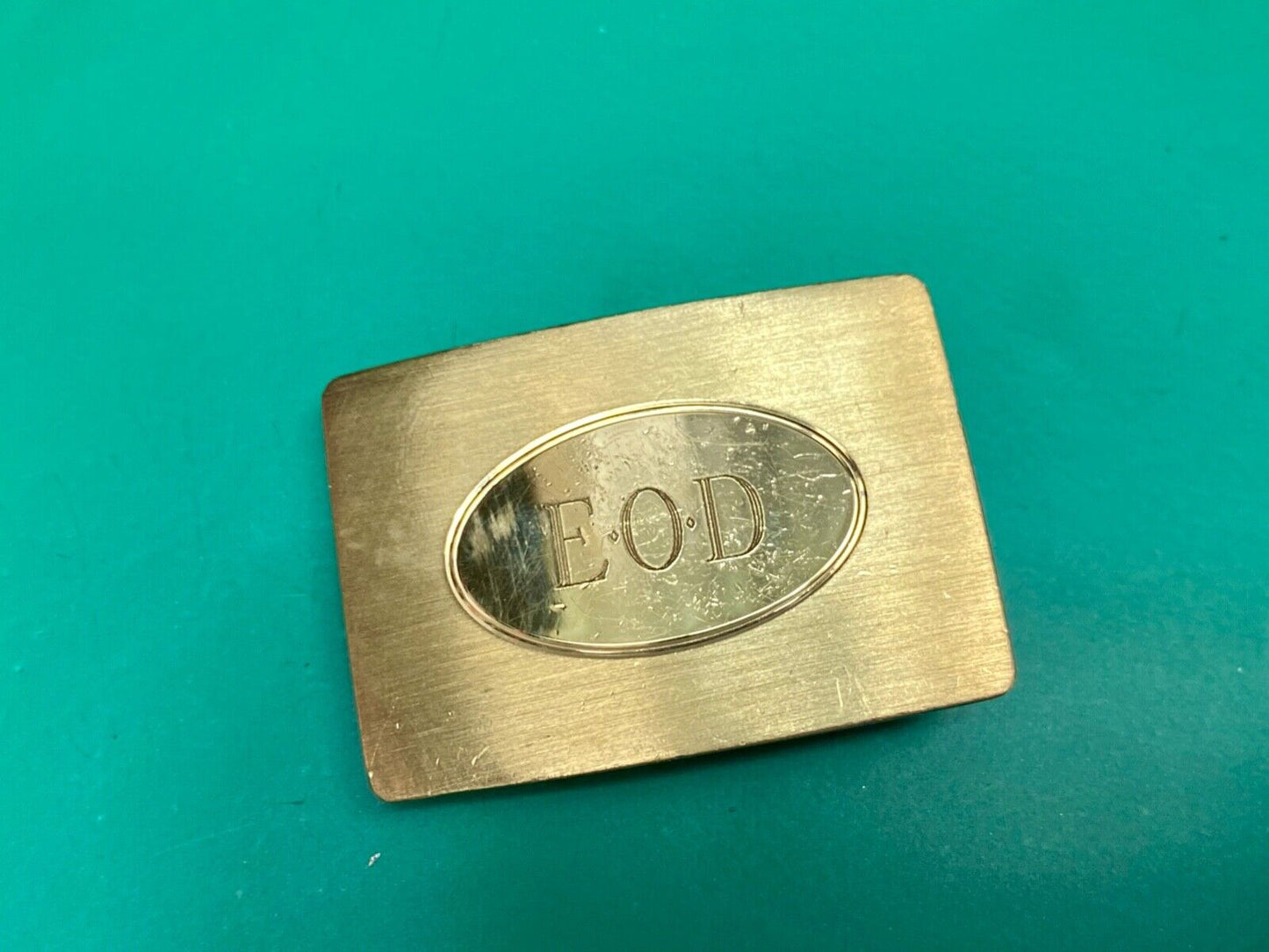 Vintage EOD Initials Make Monogram small formal dress belt buckle