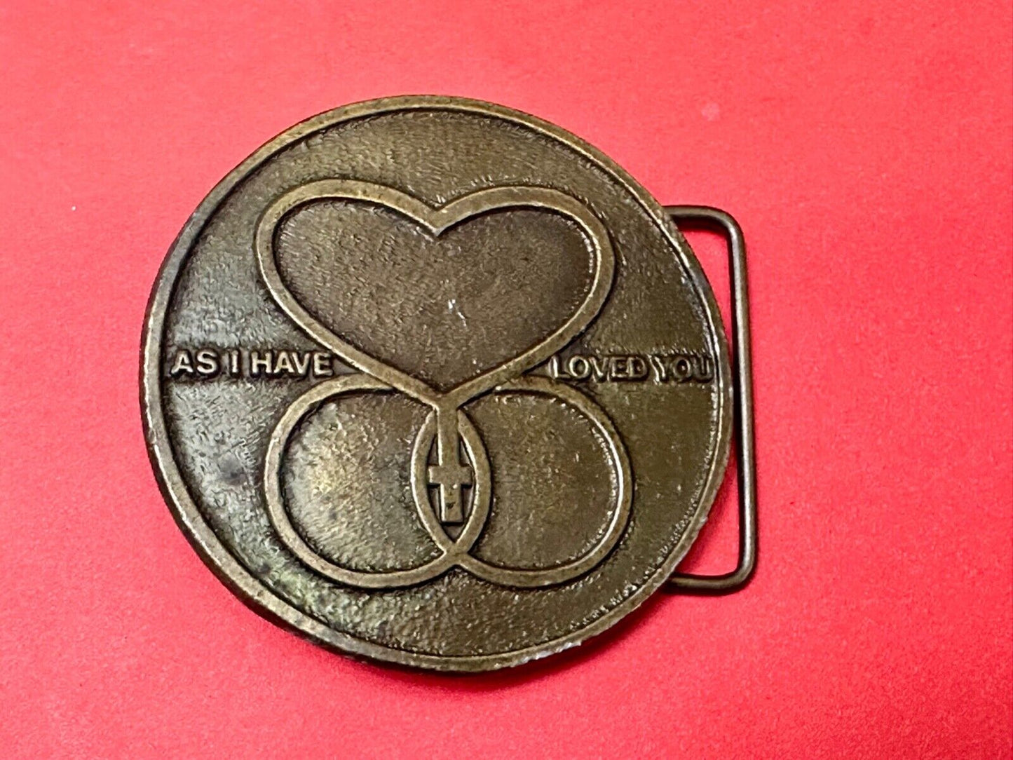 AS I HAVE LOVED YOU Round heart star of David belt buckle