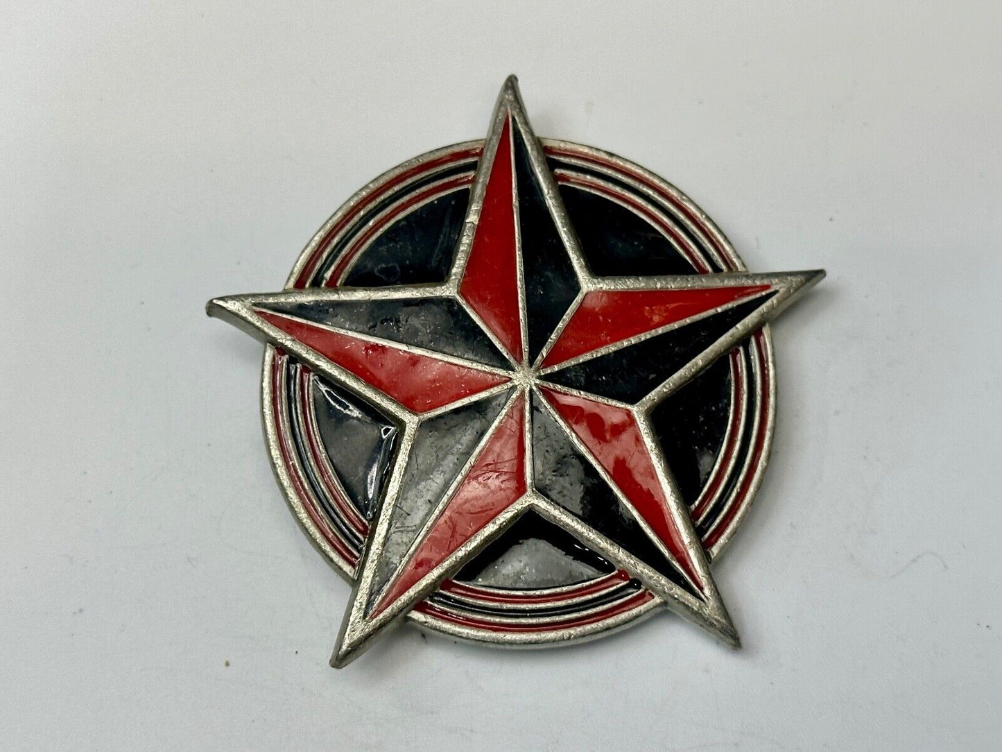 2002 Star in Circle black & Red color Great American Products pewter Belt Buckle