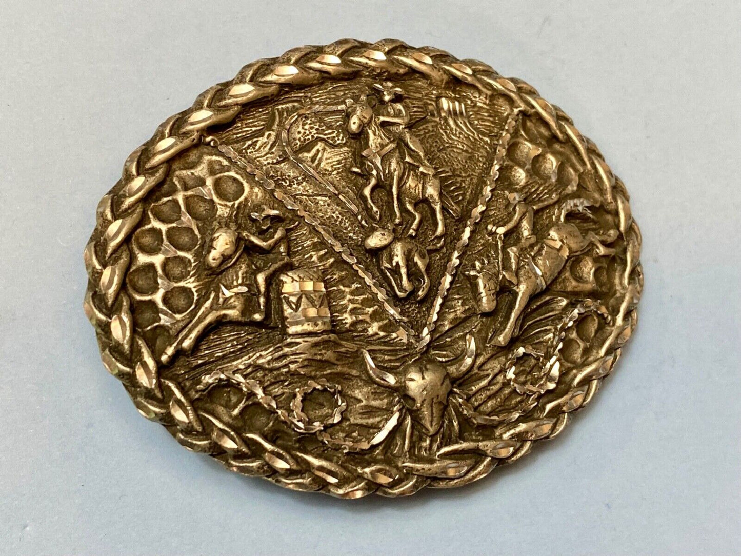 Barrel Racing, Saddle Bronc Rider, everything cowboy Vtg. EGE 1992 belt buckle