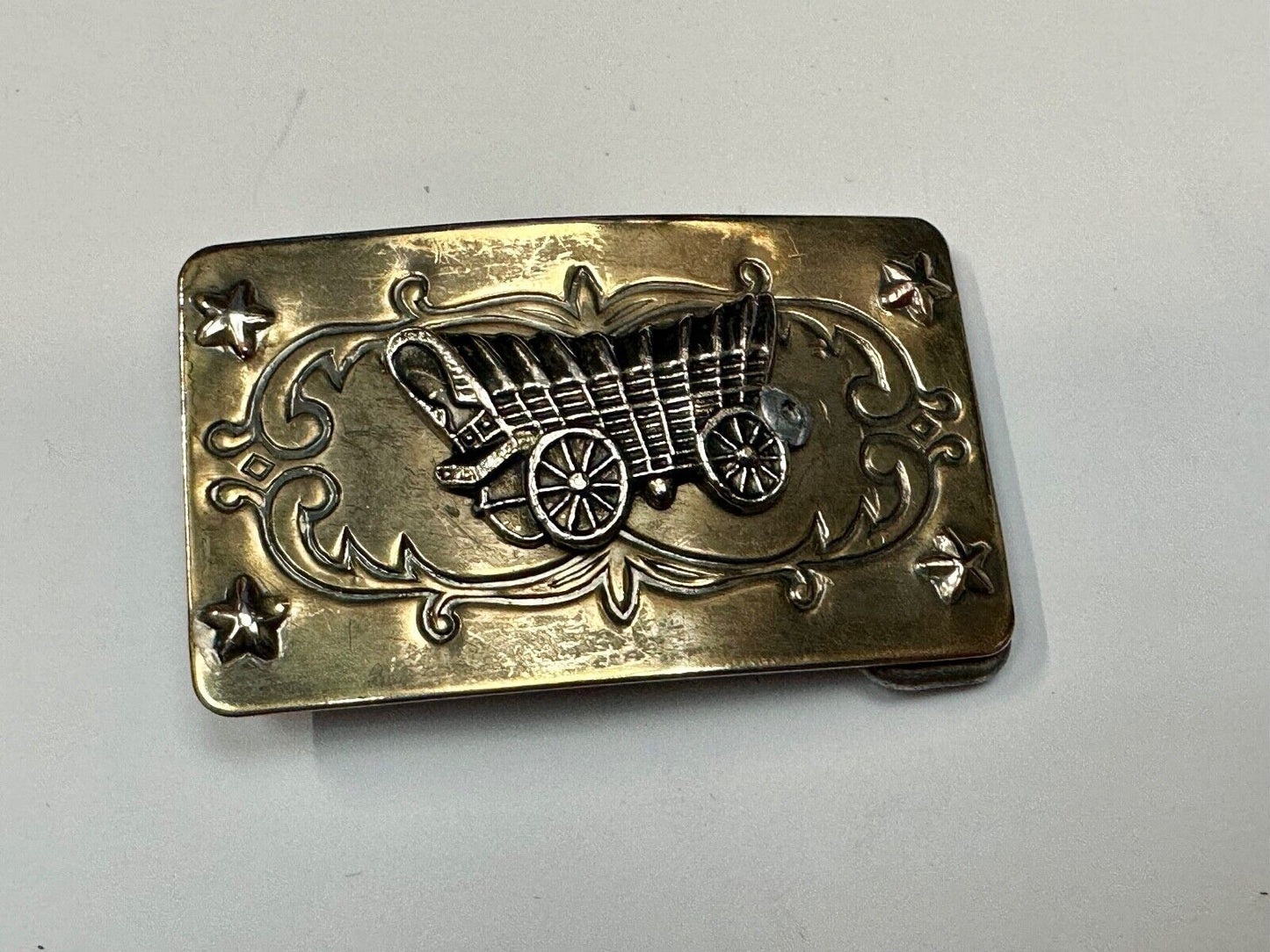 Vintage Covered Wagon Ornate belt buckle to restore