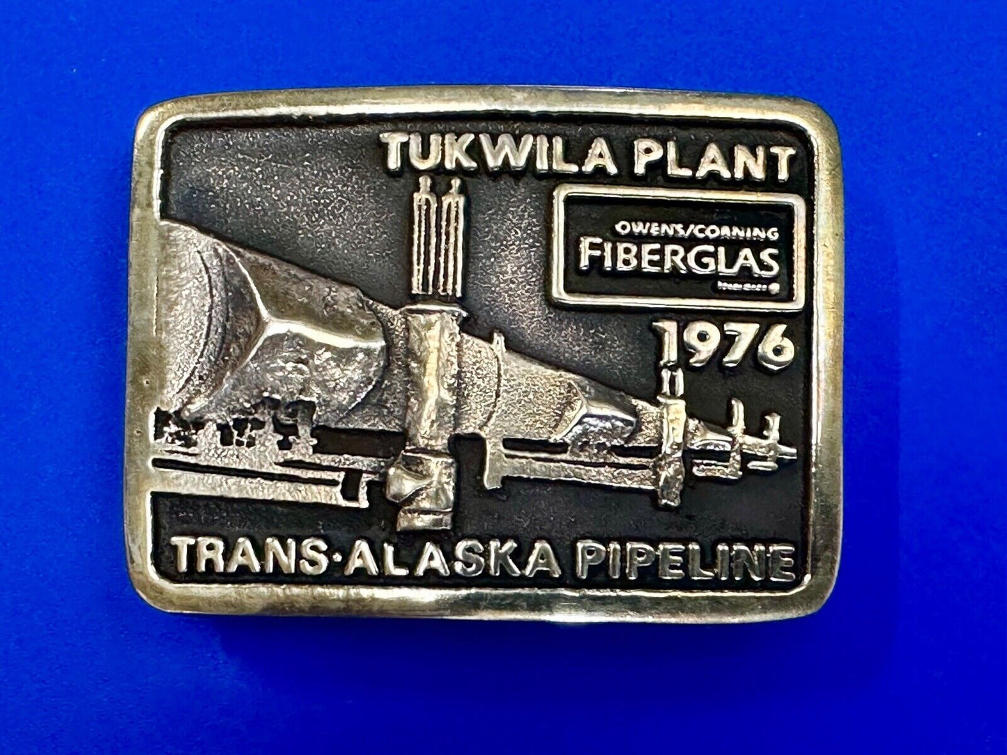 Trans Alaska Oil Pipeline Tukwila Plant Owens Corning Fiberglass belt buckle