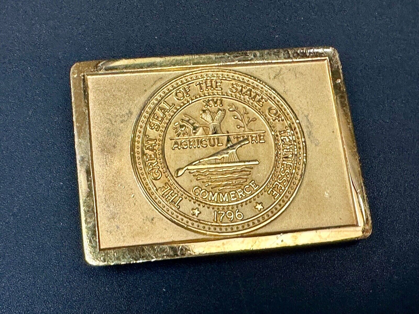 The Great Seal of the State to Tennessee Agricul Thre Commerce RARE belt buckle