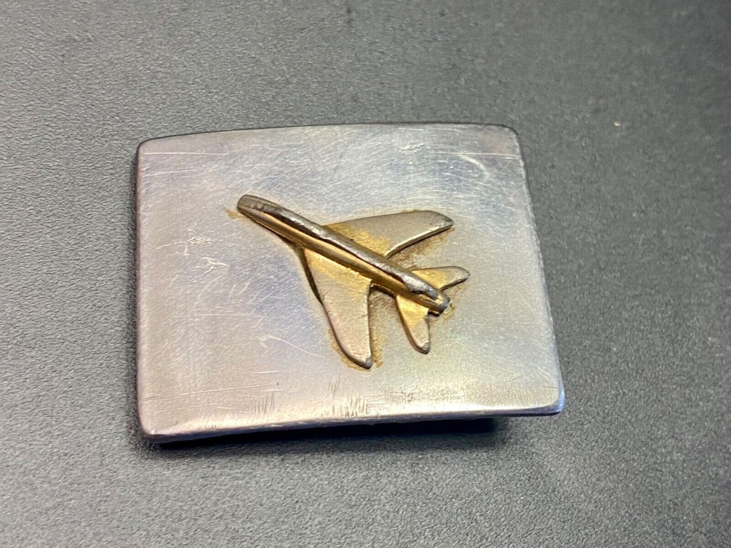 Artisan Two Tone Airplane USAF Jet Fighter Plane Rectangular 2" Belt Buckle