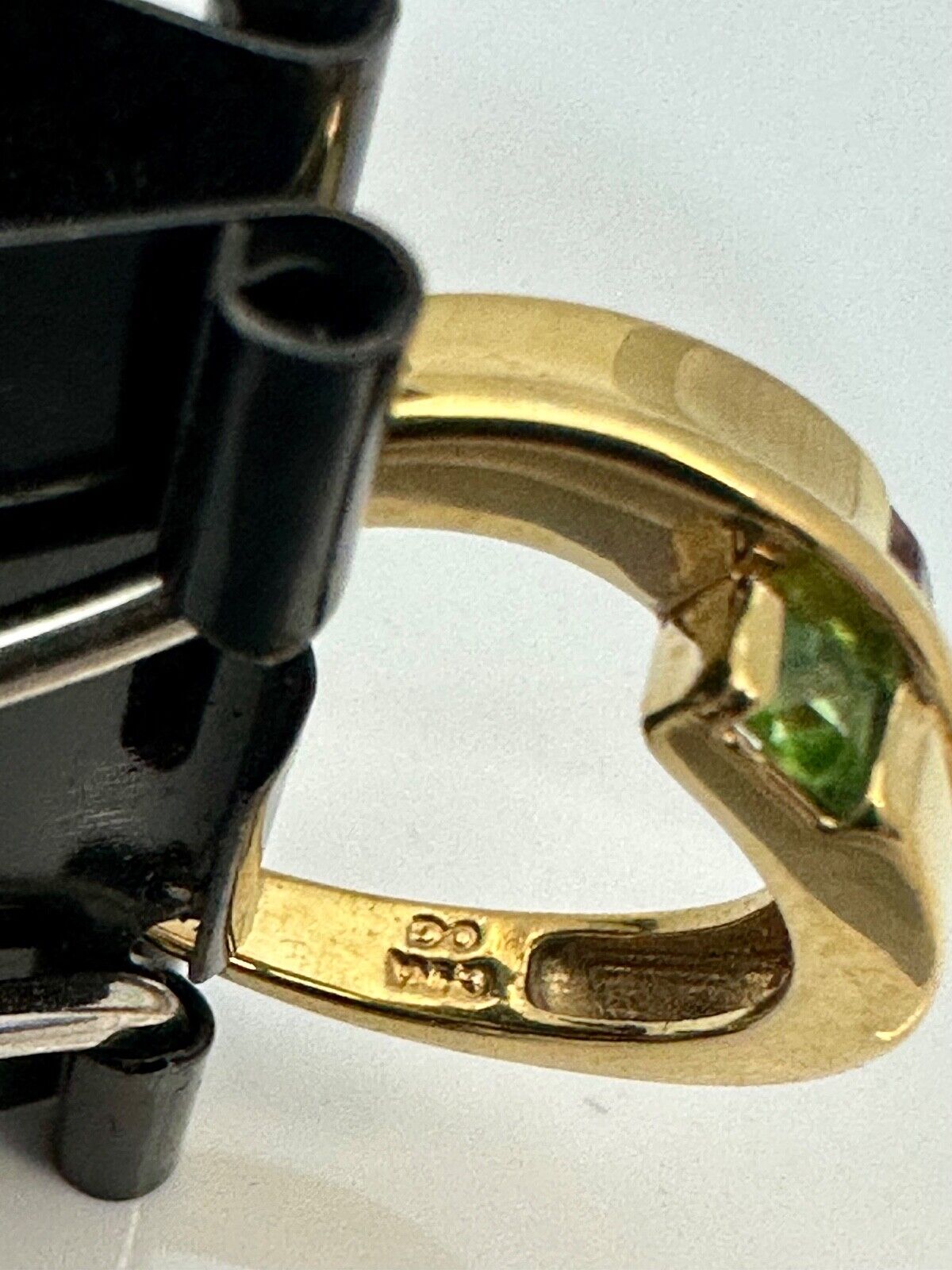 18K Gold Amethyst Peridot Princes Cut Channel Set Modern Wrap Ring Sz 6 3.05g