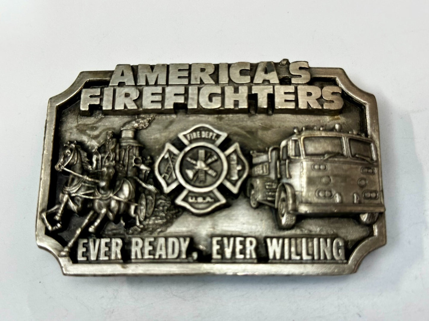 Americas Firefighters Ever Ready Ever Willing Commemorative Siskiyou Belt Buckle