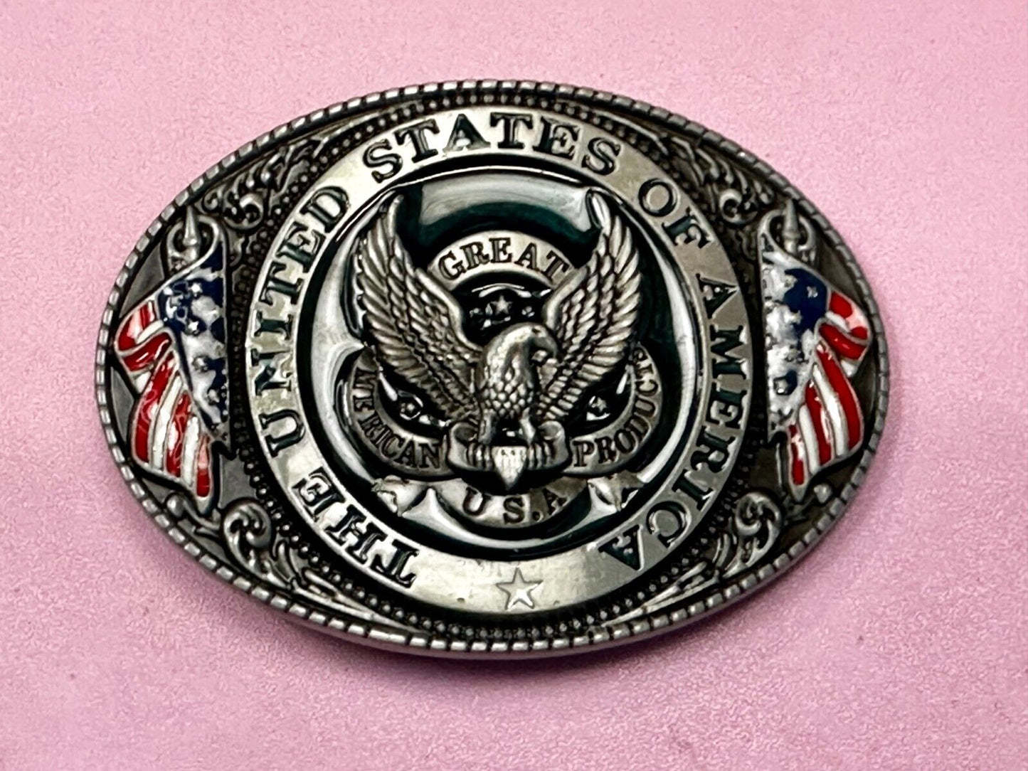 The United States of America Patriots Eagle US Flag Emblem Belt Buckle
