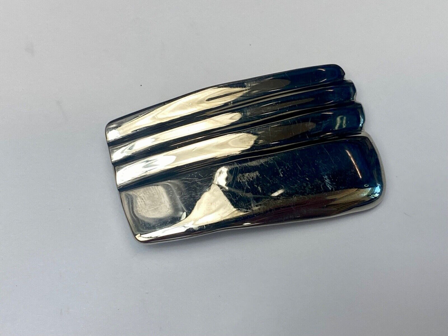 1982 Kathy young signed solid brass chrome color abstract art belt buckle