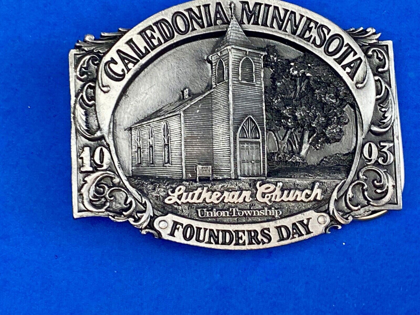 1993 Founder’s Days Caledonia MN belt buckle union township Lutheran church