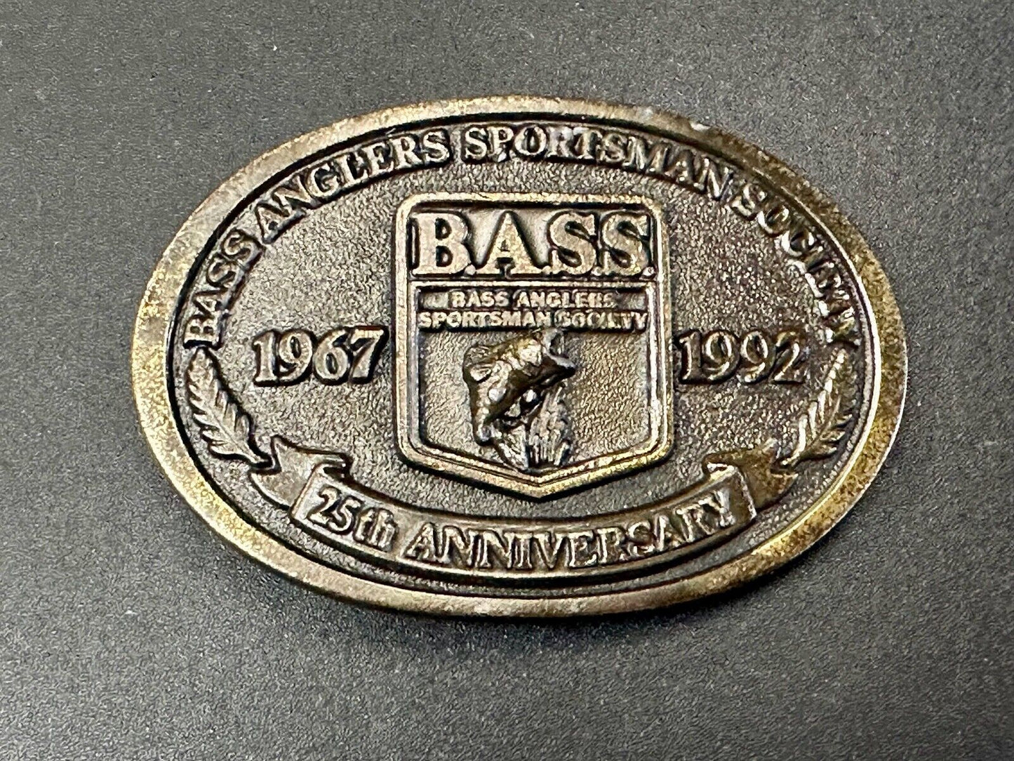 BASS 25th Anniversary Belt Buckle Bass Anglers Sportsman Society 1967 1992