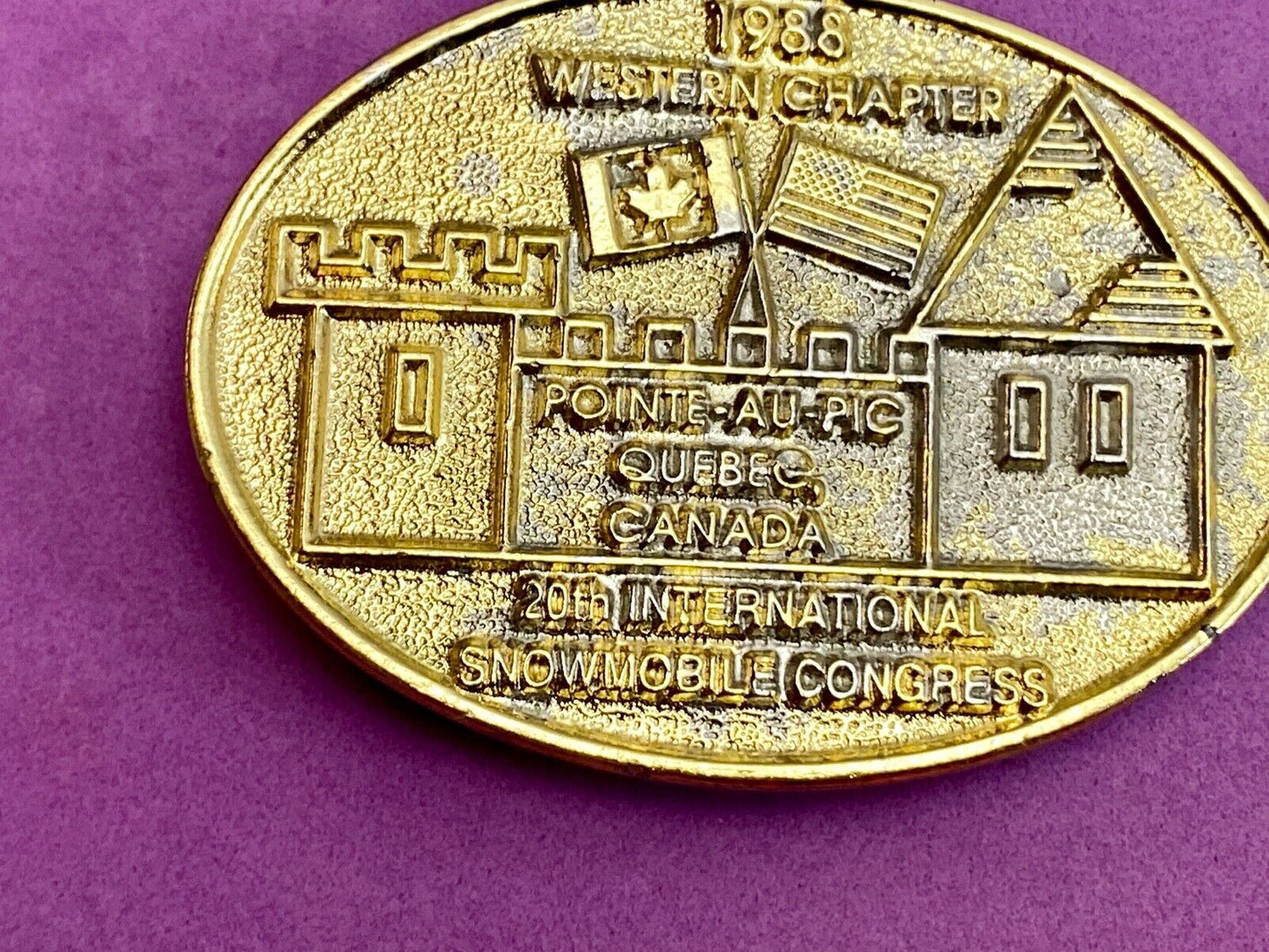 Vintage 1988 Western Chapter Pointe-au-Pic Quebec Canada belt buckle RARE. #92