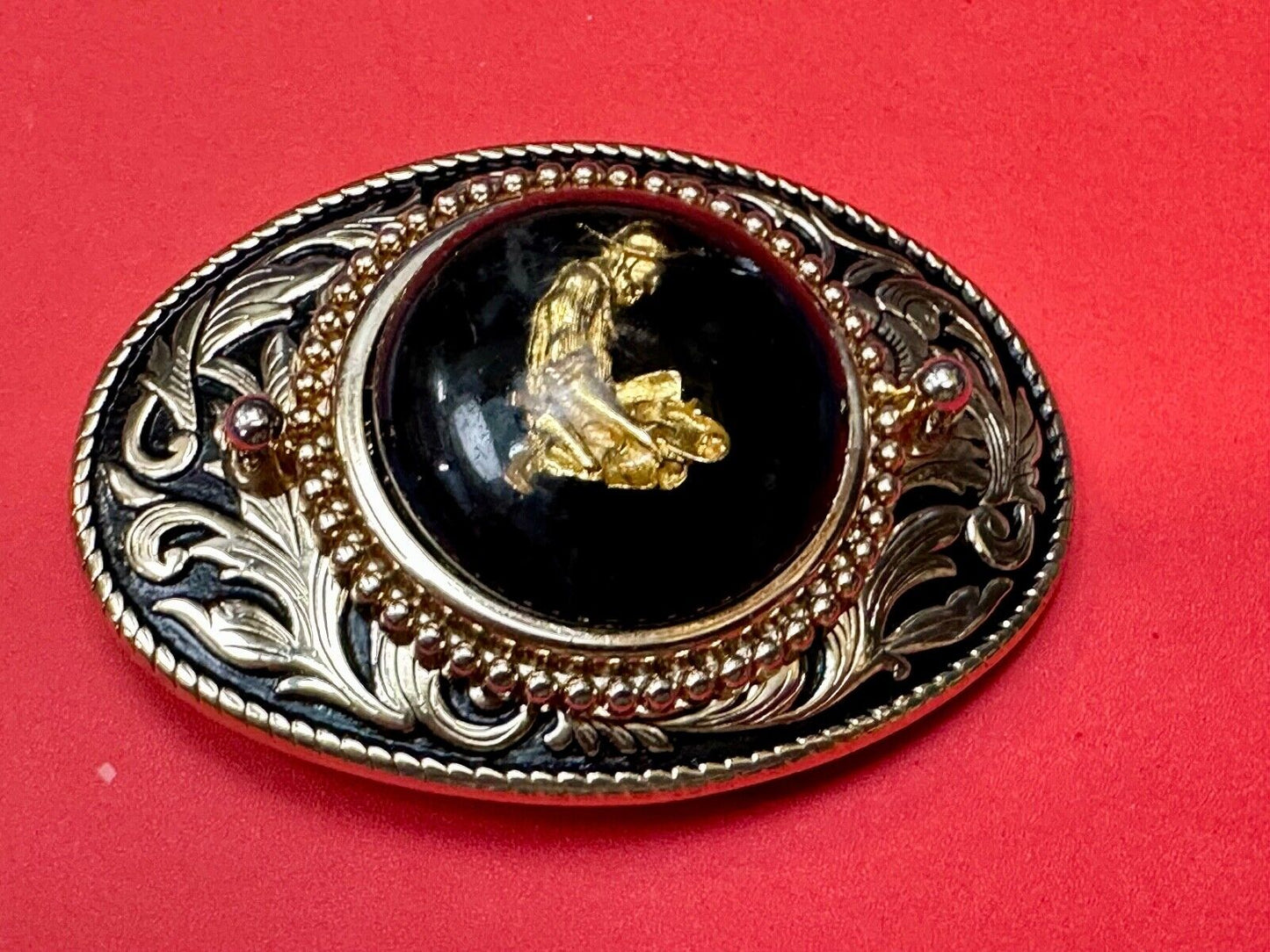 Artisan Gold Panning Beautiful centerpiece in Vintage western Belt Buckle