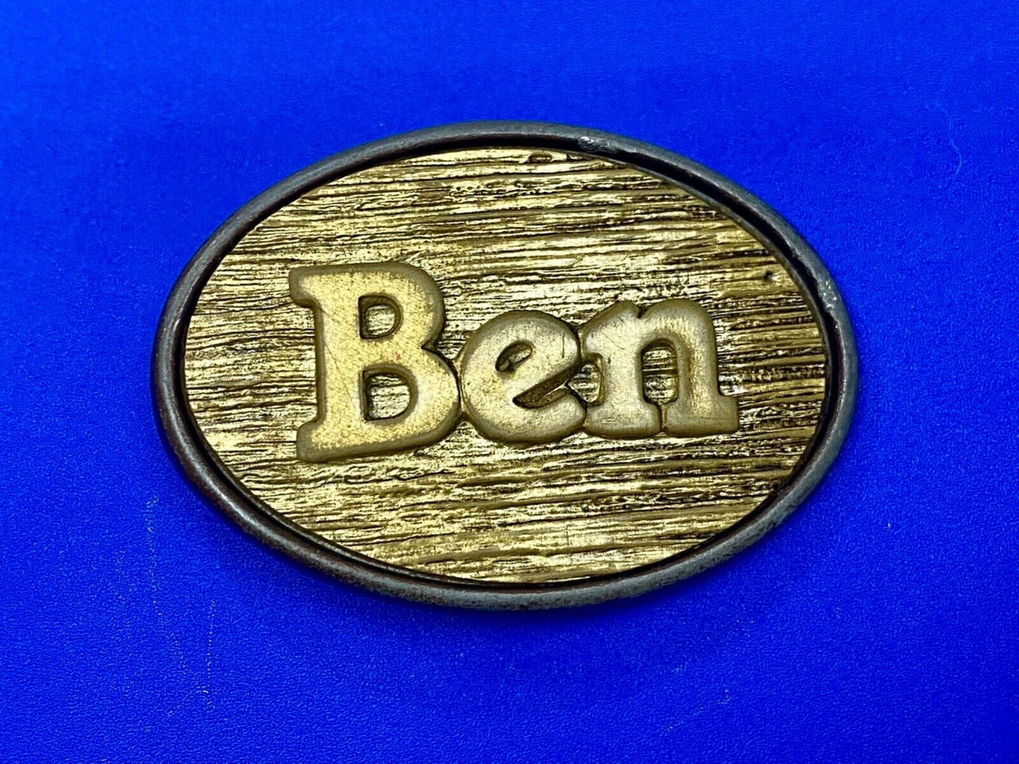 BEN - custom name 1970's Wood Grain theme belt buckle by Oden