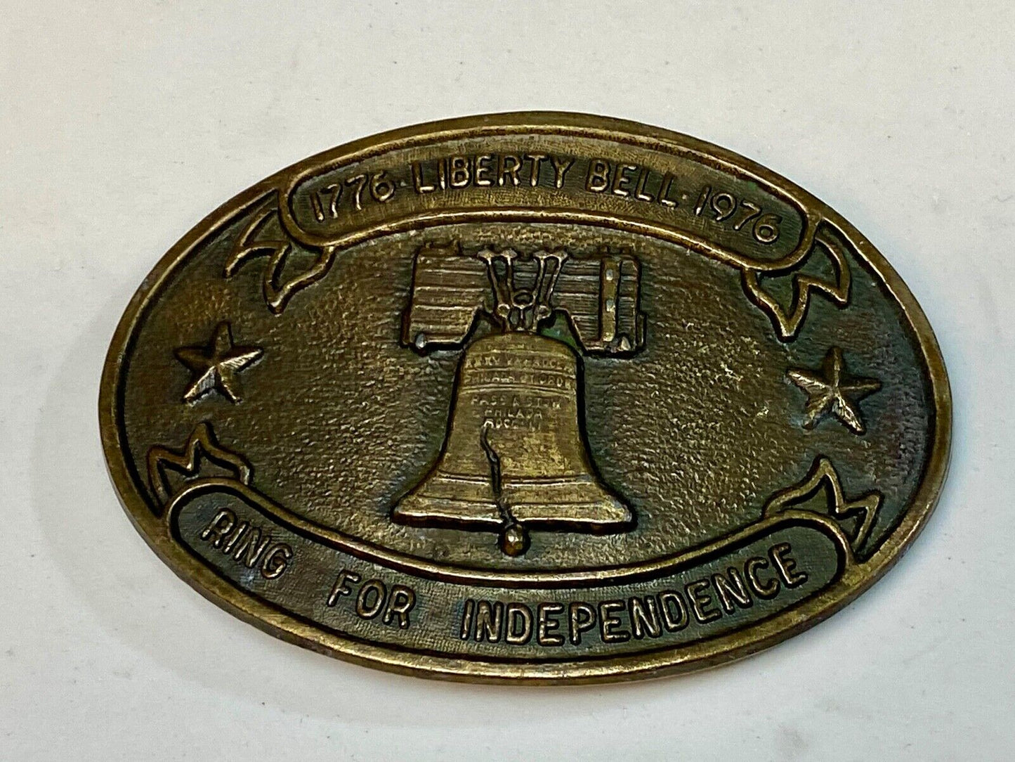 Bicentennial 1776-1976 Liberty Bell, Ring for Independence Oval Belt Buckle