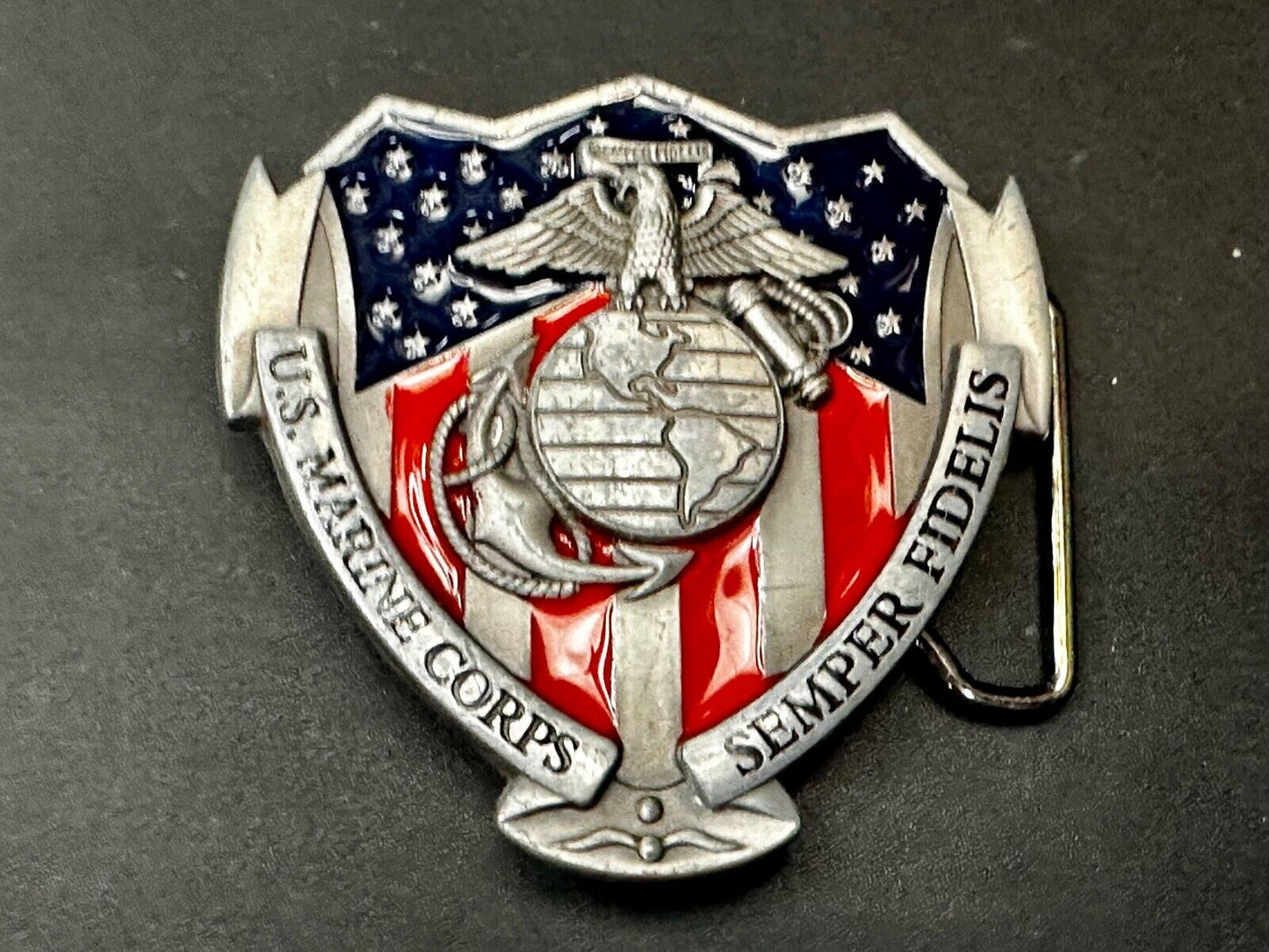 USMC Marines Semper Fidelis Cutout Patriotic Military Service Usa Belt Buckle