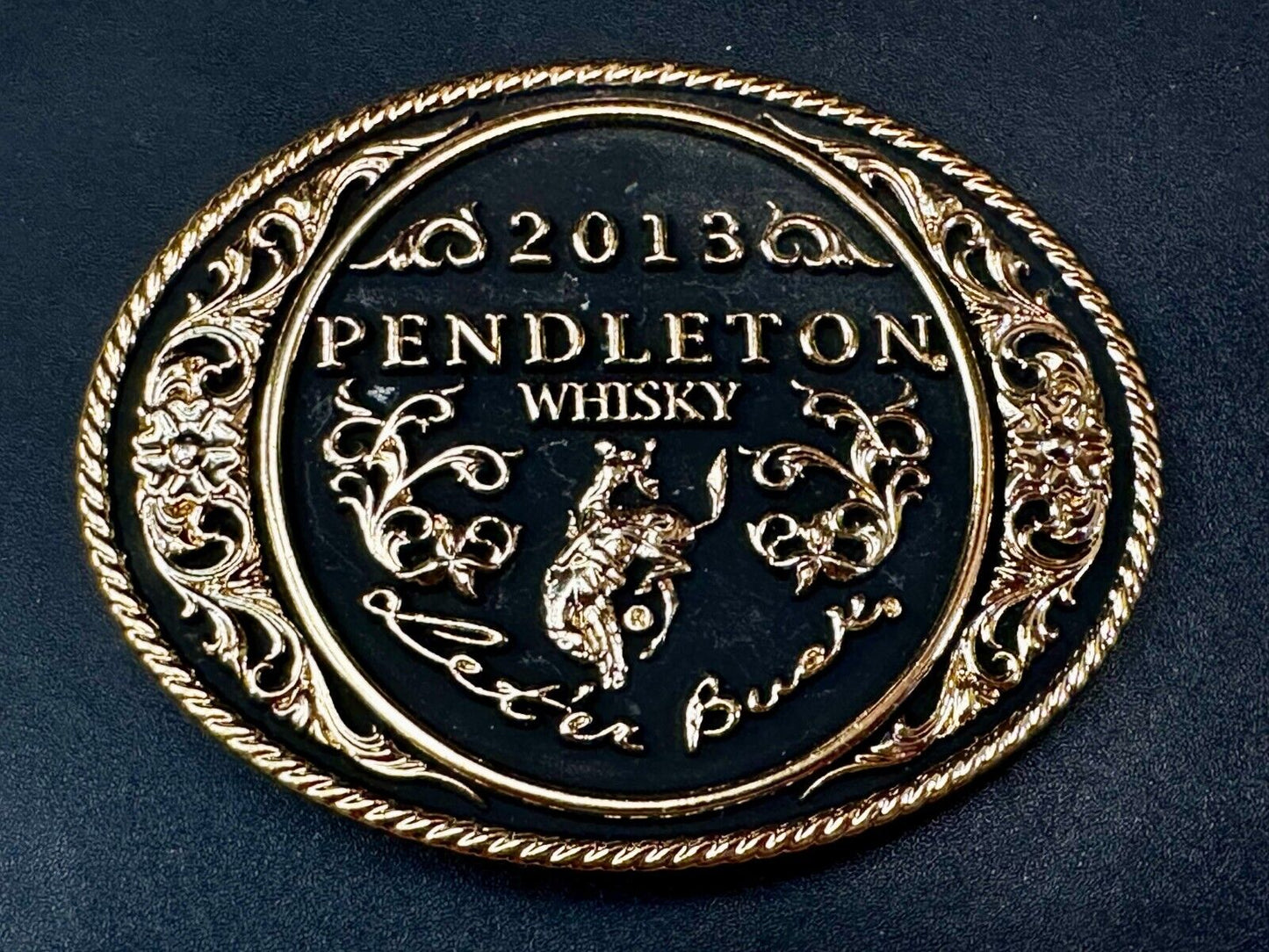 2013 Pendleton Whiskey Let'er Buck Rodeo Cowboy Montana Silversmiths Belt Buckle