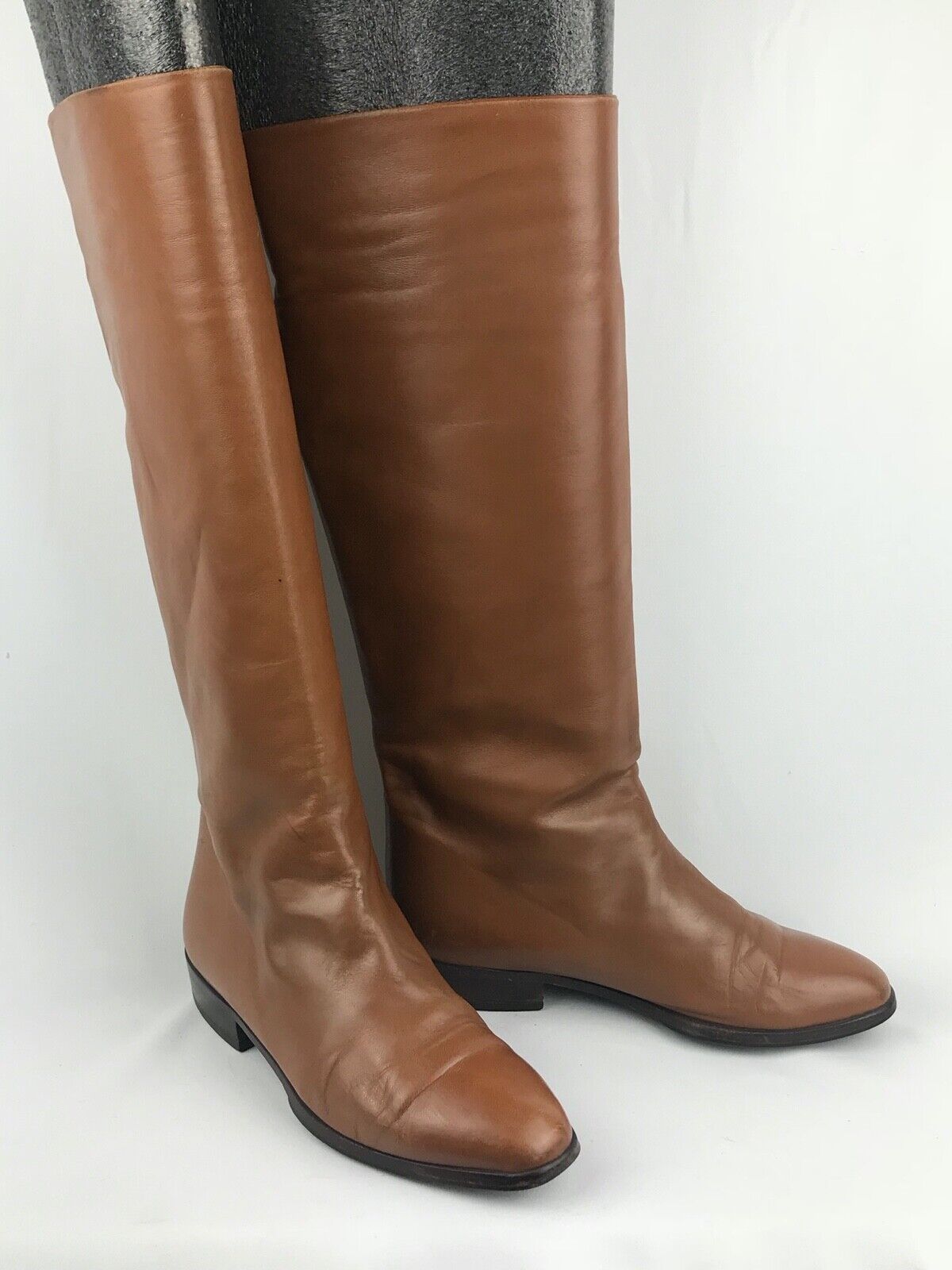 BALLY Cognac Brown Leather Riding Boots Size 5