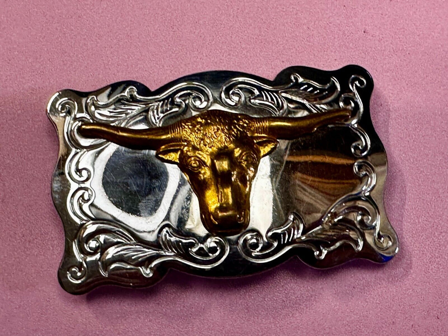 Texas Longhorn Cow Head Steer Western Cowboys Vintage Chambers Belt Buckle