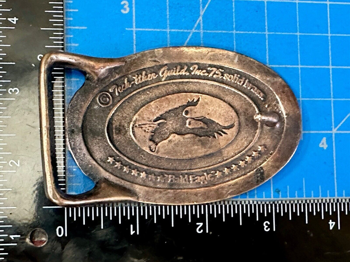 BALD EAGLE - vintage Tech Ether Guild Hippy style solid brass belt buckle