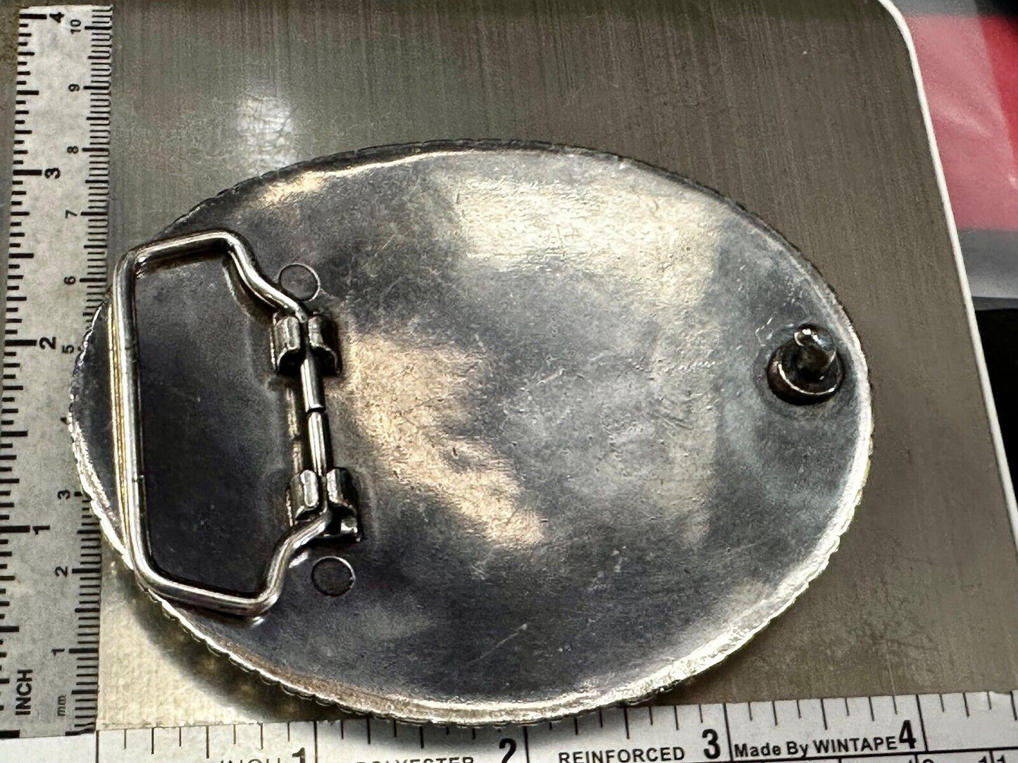 Vintage Cowboy Saddle Bronc western 4" oval belt buckle with star boarder