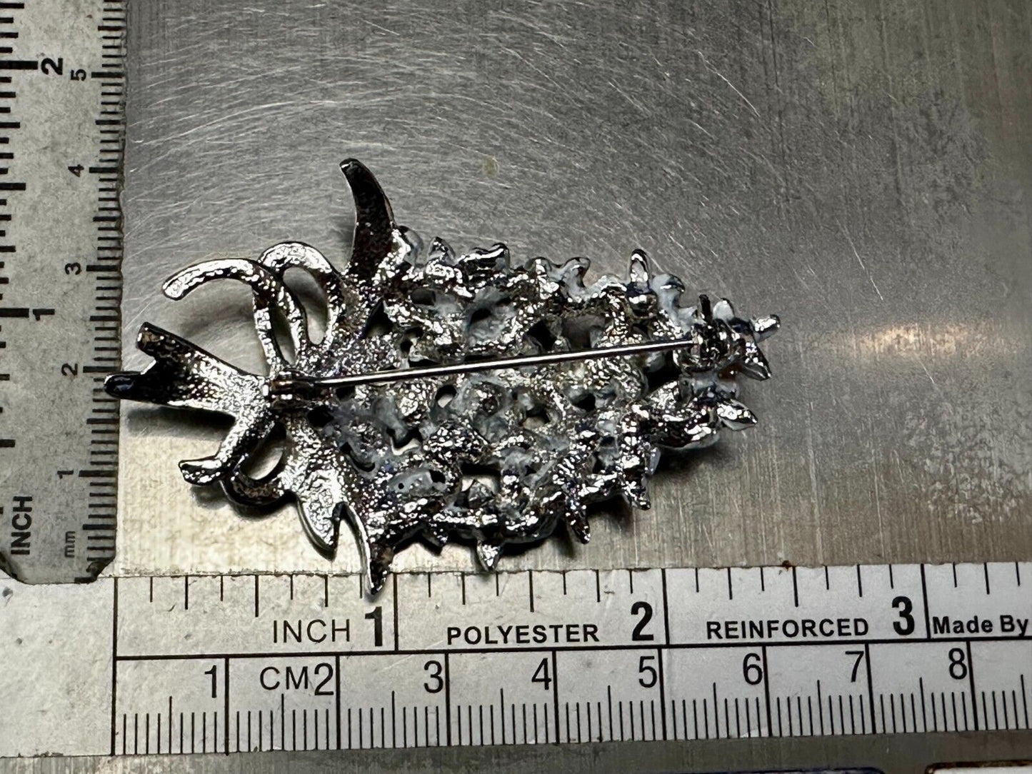 Vintage Enameled Flower Bouquet Silver Tone Vintage Brooch Pin