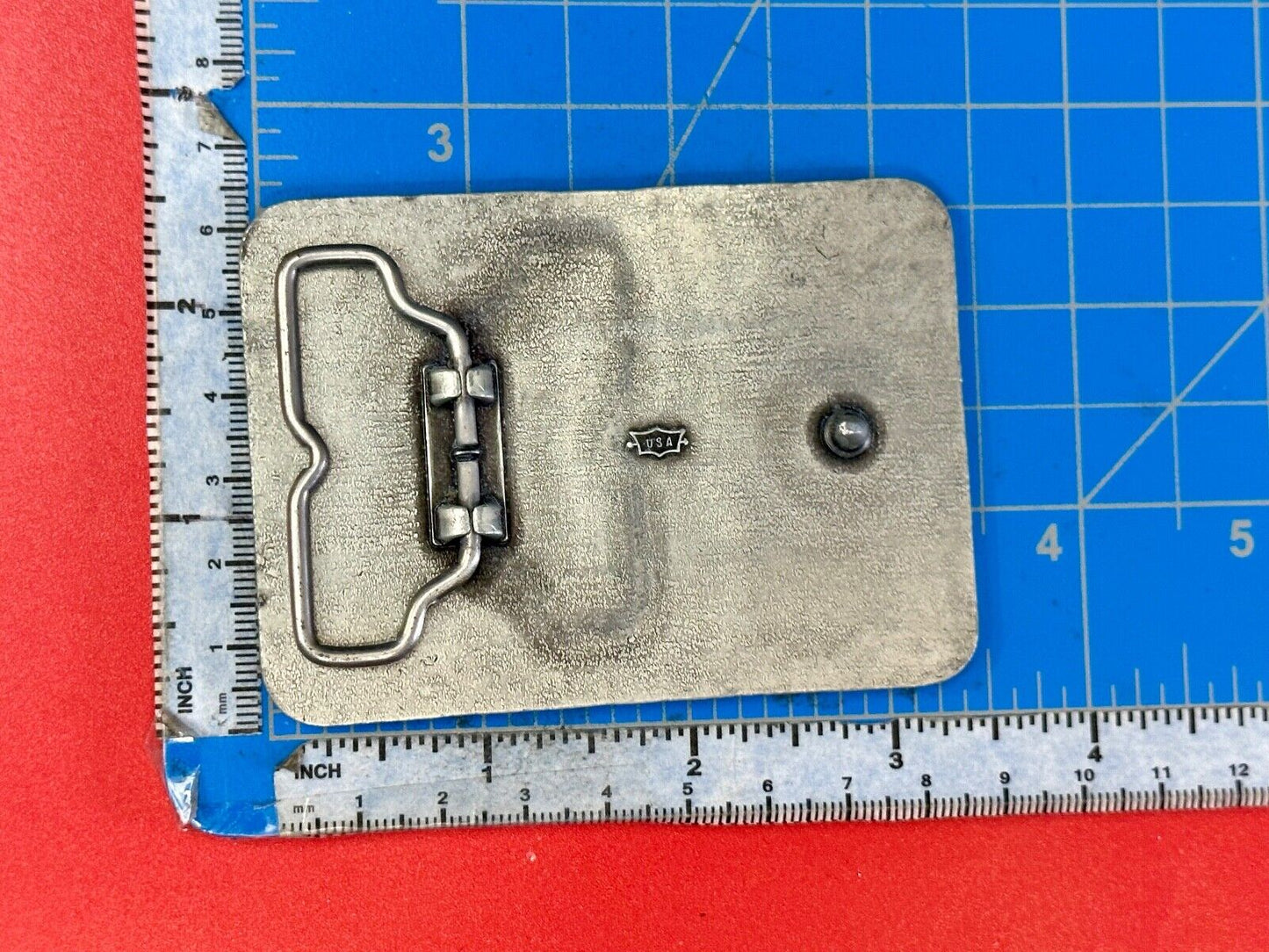 The Statler Brothers American Flag Country Shaped background band belt buckle