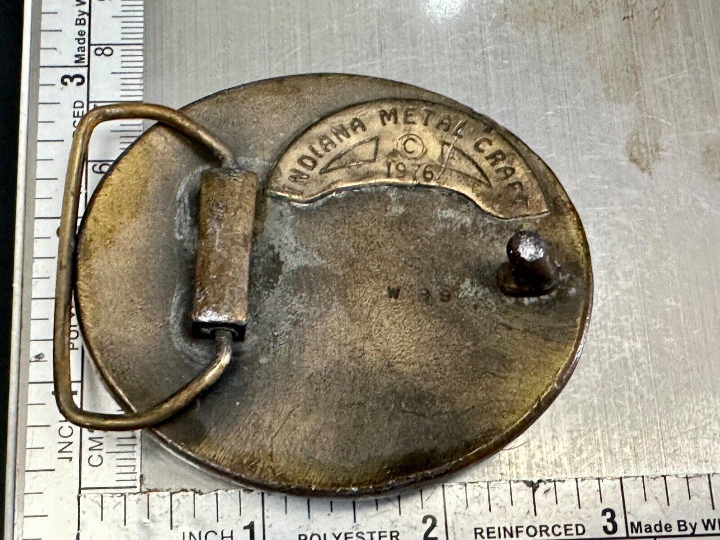 Vintage 1976 Native American Indian, Indiana Metal Craft belt buckle W-99