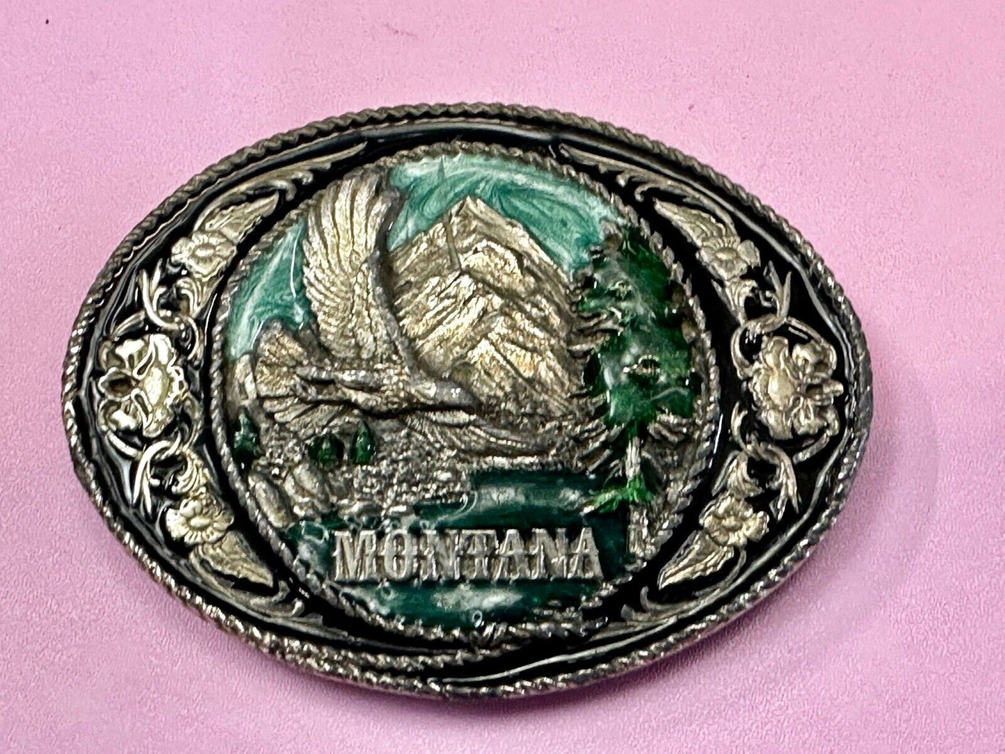 The Great State of Montana Vintage W-5 Siskiyou Eagle Mountain Belt Buckle