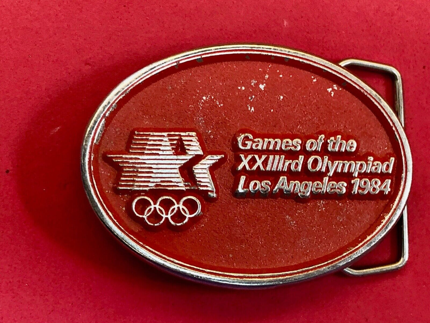 Vintage Buck Belt Buckle Made In USA 1980 LA Olympics Games 1984 Unisex logo