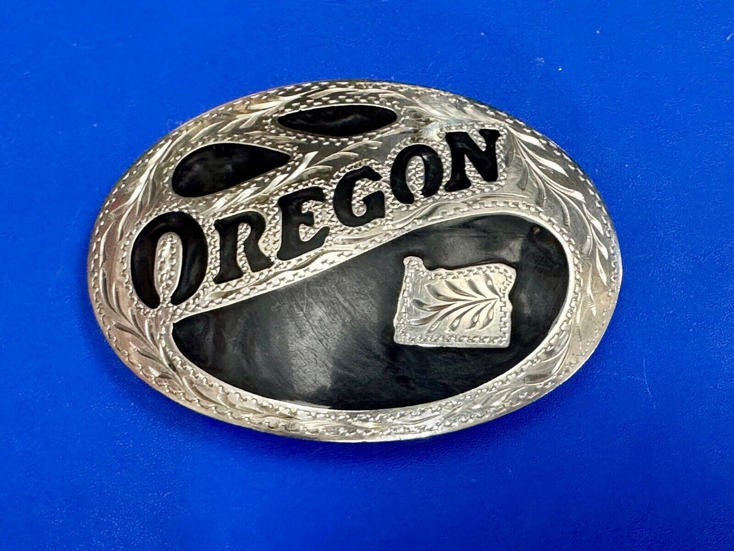 The Great State of Oregon Vintage inlaid ADM Silversmith Collection belt buckle