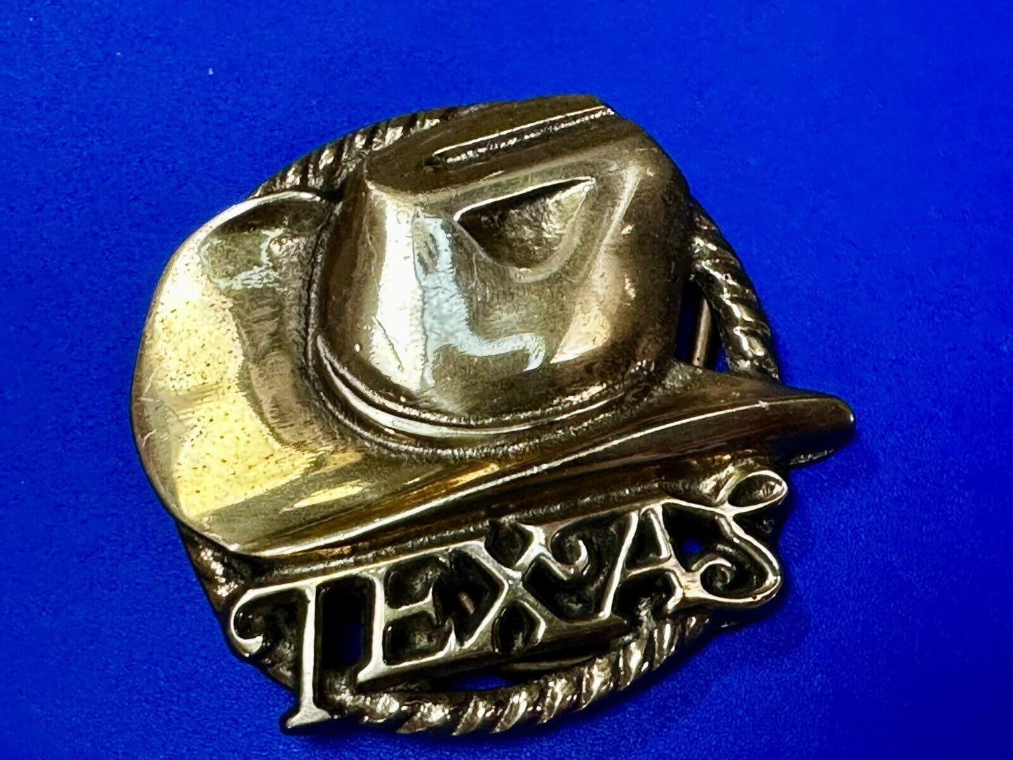 Texas State Cowboy Hat w/ Rodeo Cowboy Rope Vintage Western Cutout Belt Buckle